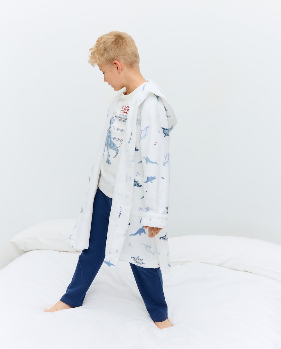 Roupão de Banho com Estampado Branco-2