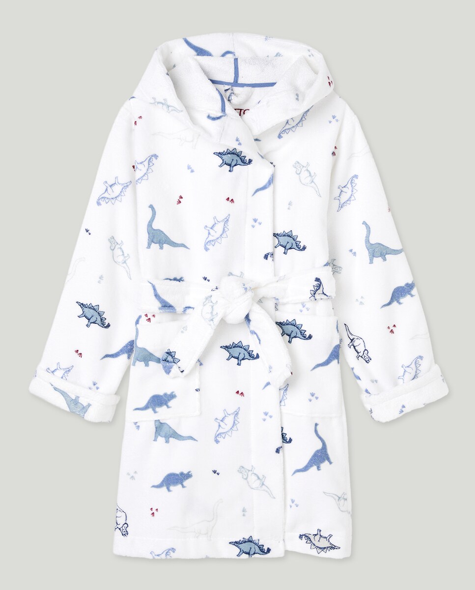 Roupão de Banho com Estampado Branco-3