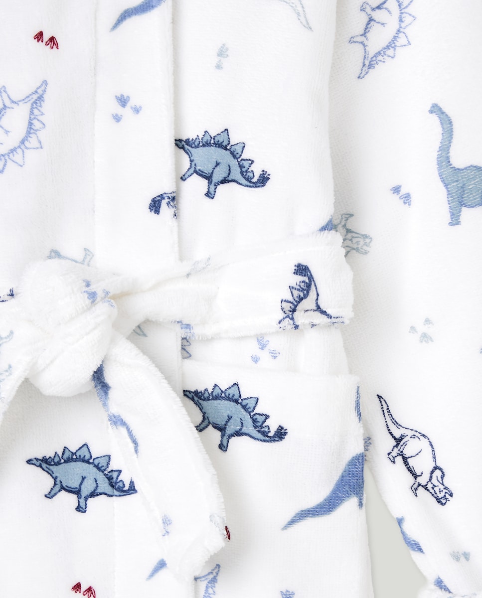 Roupão de Banho com Estampado Branco-4