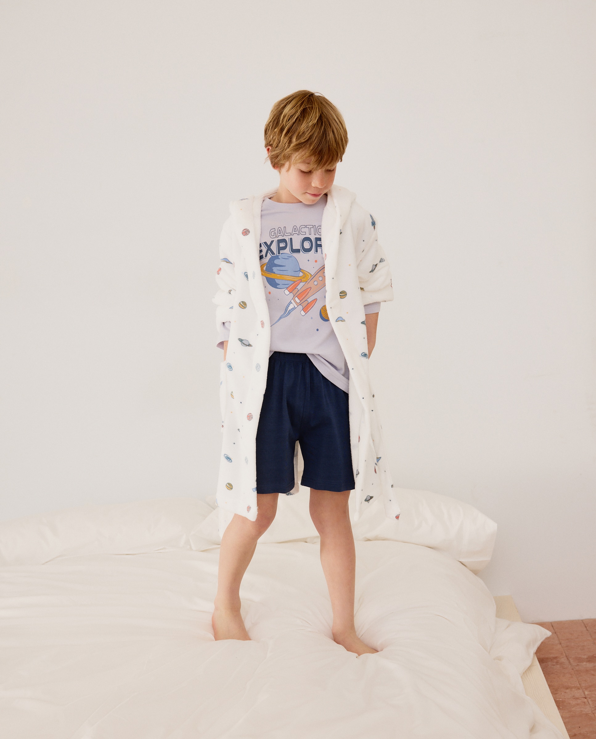 Roupão de Banho de Algodão com Estampado Cotton Juice Branco-4