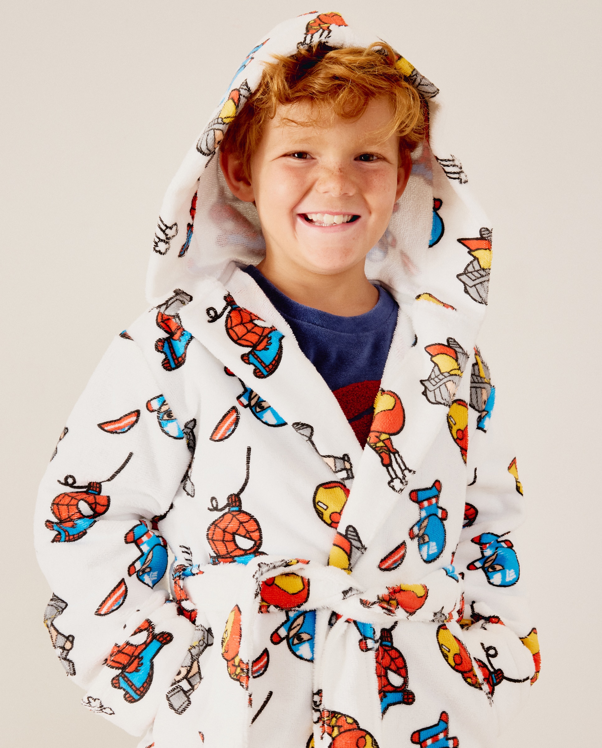 Roupão de Banho com Estampado de Fantasia Homem-Aranha Cotton Juice Branco-2