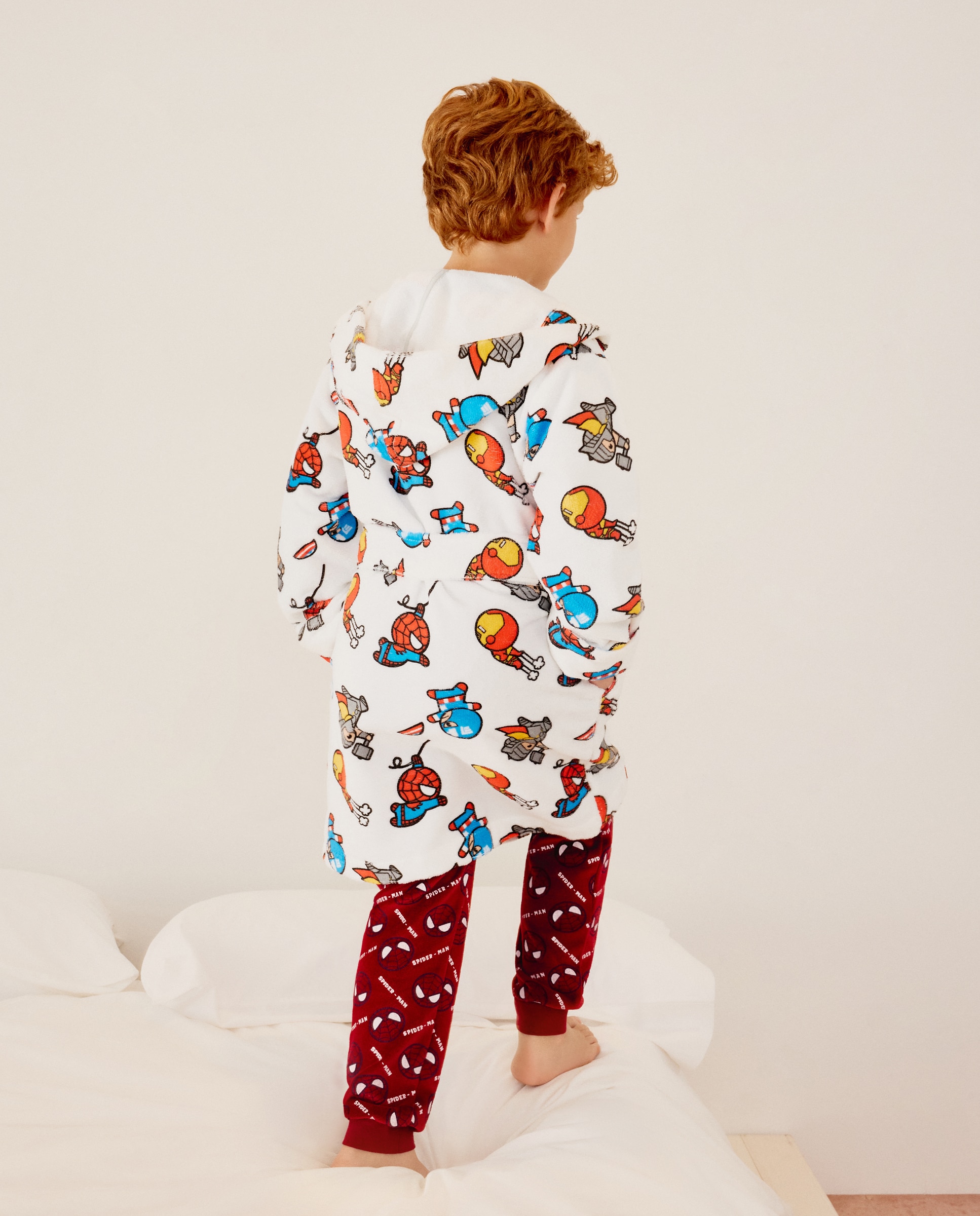 Roupão de Banho com Estampado de Fantasia Homem-Aranha Cotton Juice Branco-3