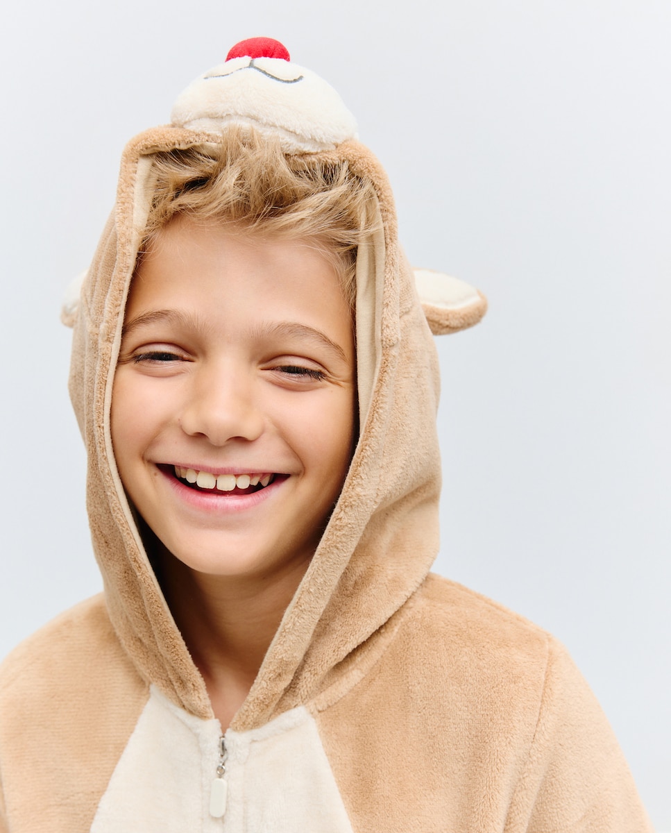 Macacão com Estampado de Fantasia Castanho-2