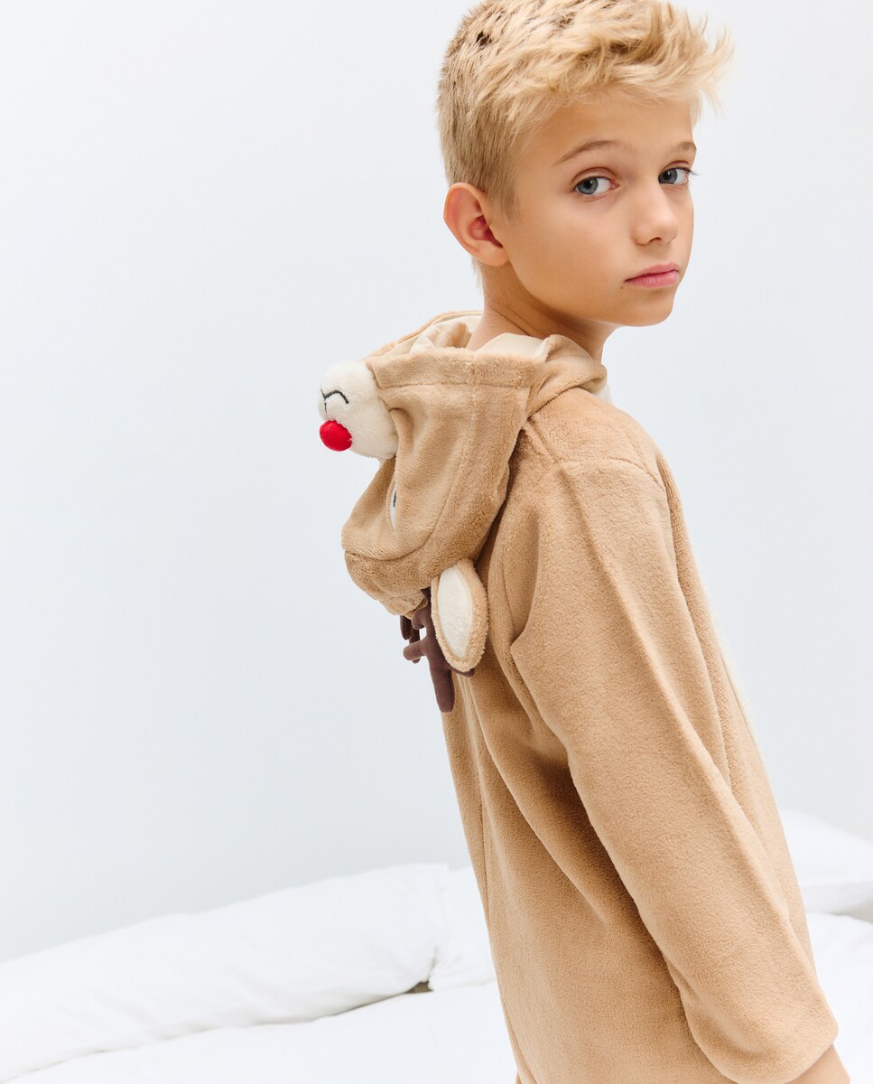 Macacão com Estampado de Fantasia Castanho-3