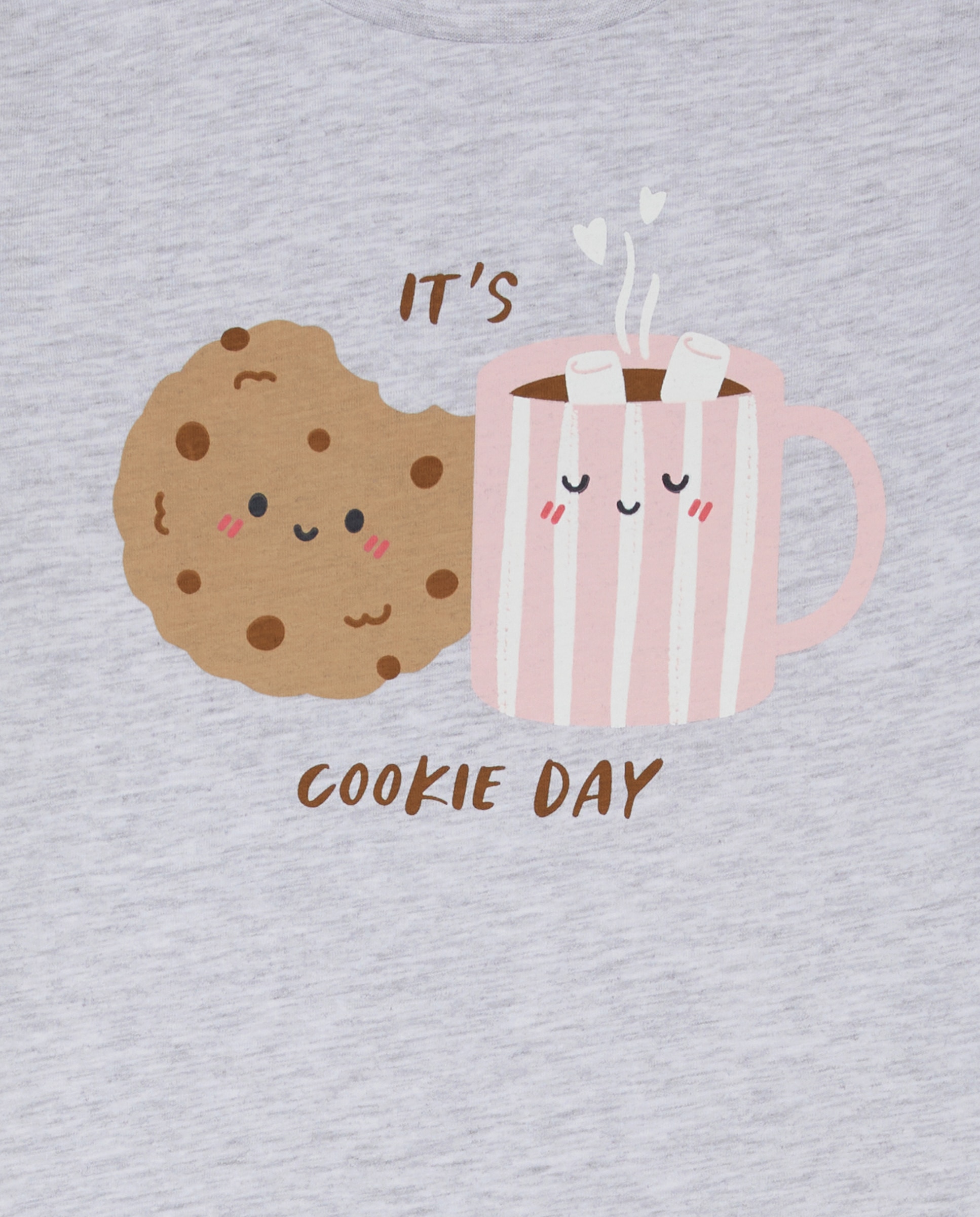 Pijama Completo de Malha com Estampado Cinzento-5