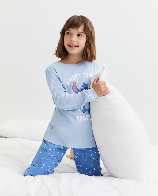 Imagen 0 de Pijama completo largo punto estampado Stitch together de niña