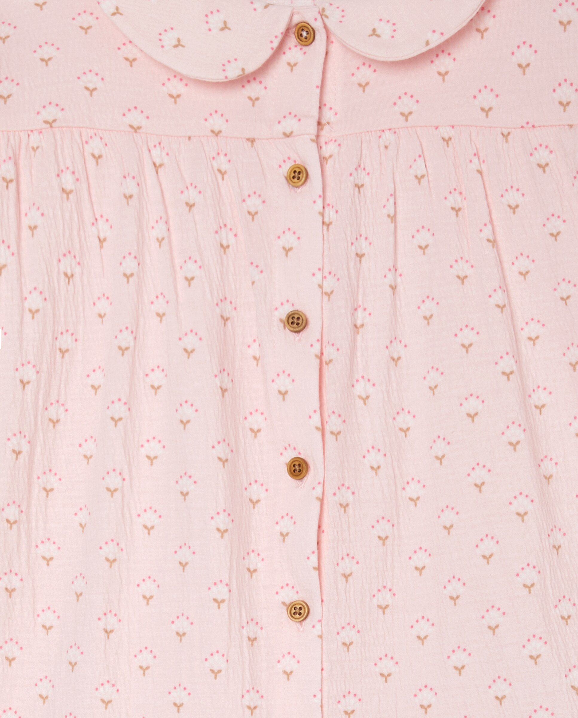 Pijama de Malha Estampado com Botões e Gola de Bebé Branco-5