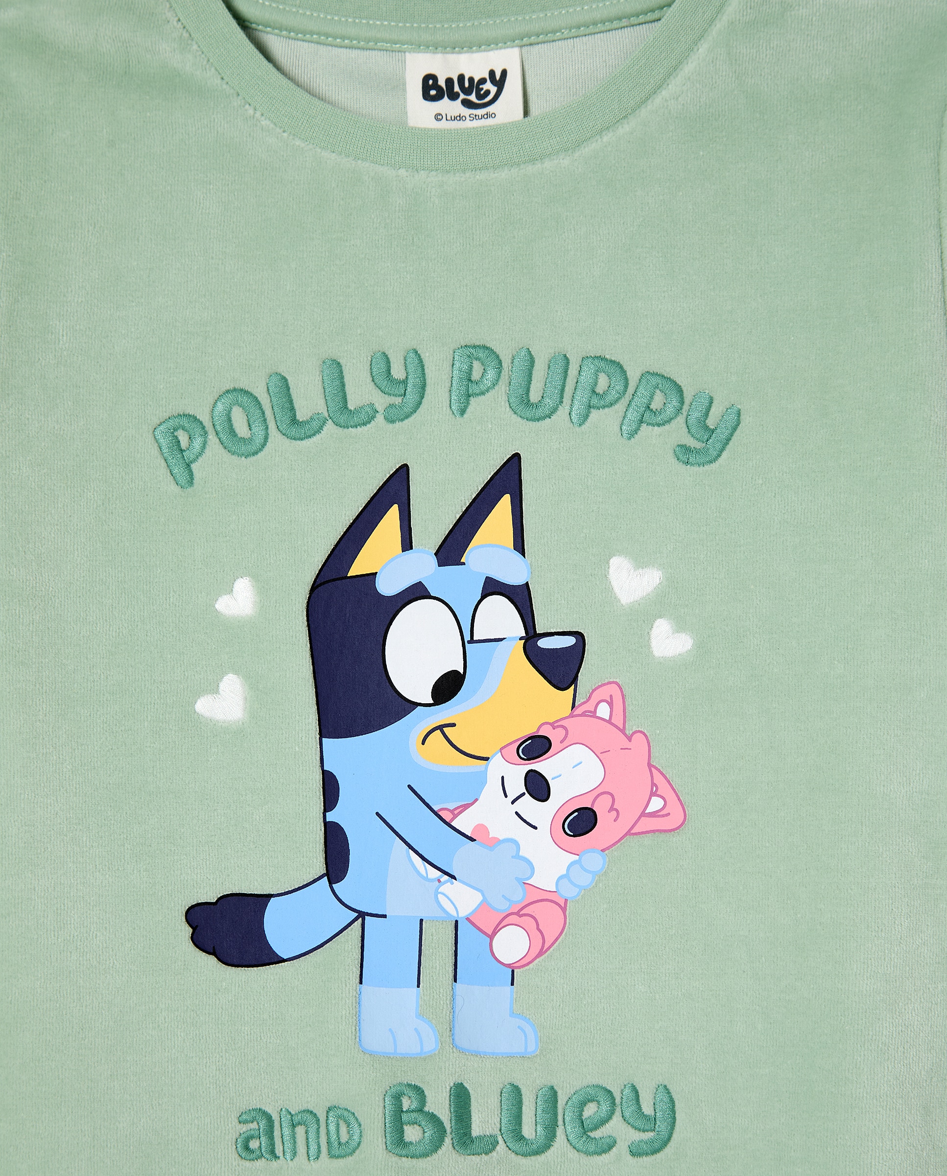 Pijama Completo de Velour Bluey Verde-5