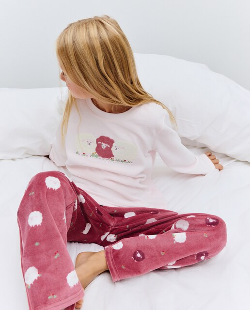 Imagem 0 de Pijama Comprido de Tecido Turco com Velcro e Estampado de Ovelhas