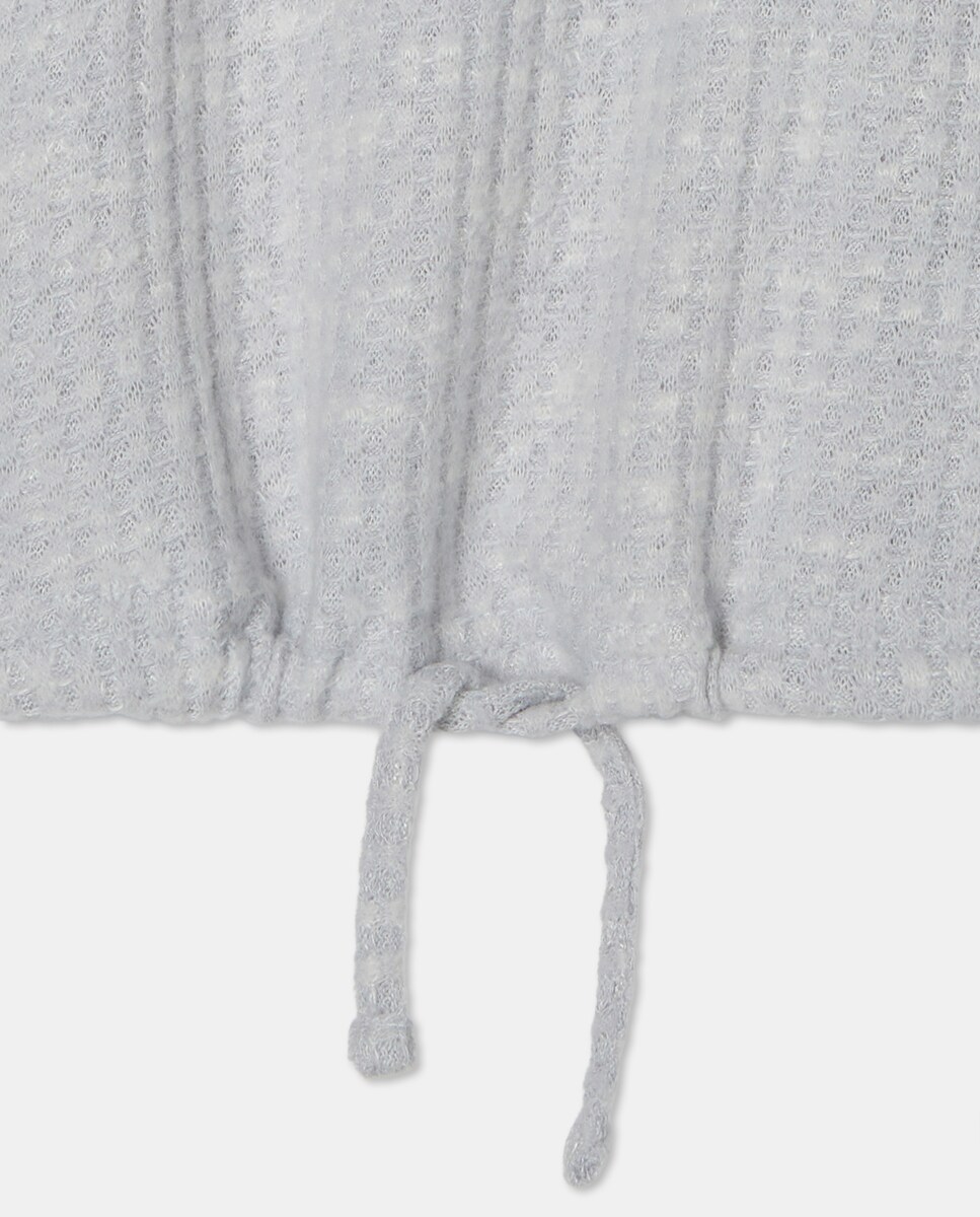 Pijama Comprido de Malha Recortada Cinzento-claro-5