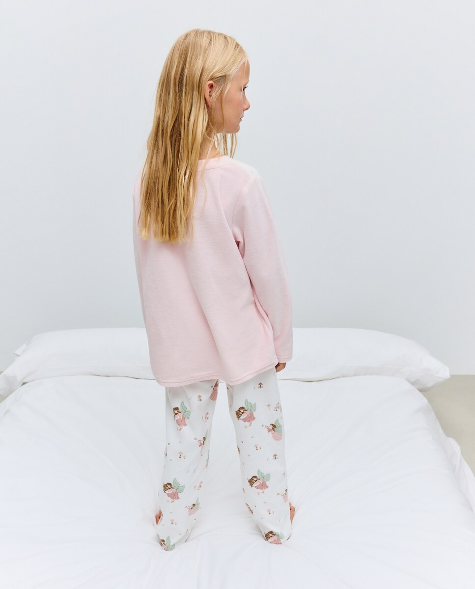 Pijama de Veludo com Fadas Branco-3