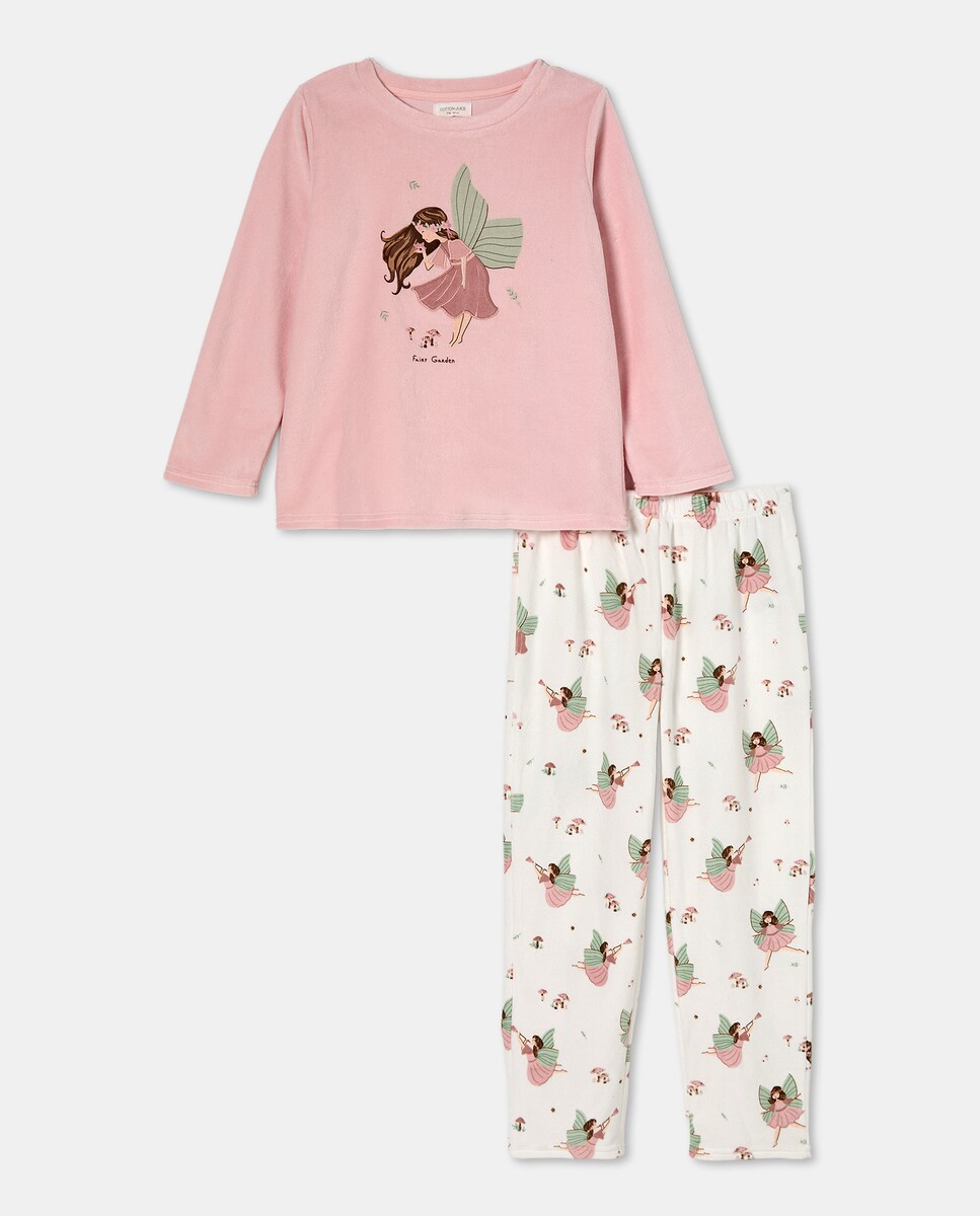 Pijama de Veludo com Fadas Branco-4