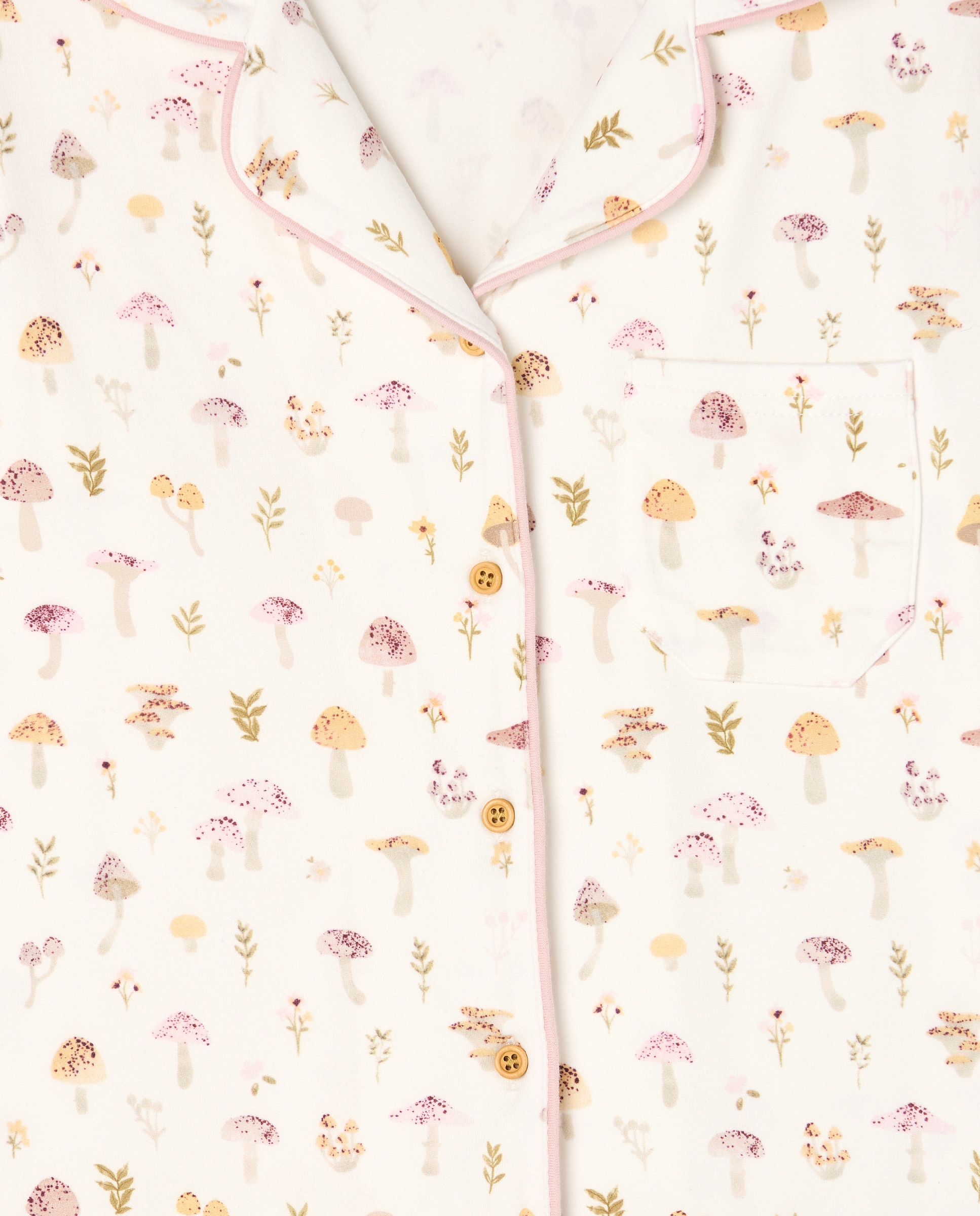 Pijama com Estampado de Cogumelos Branco-5