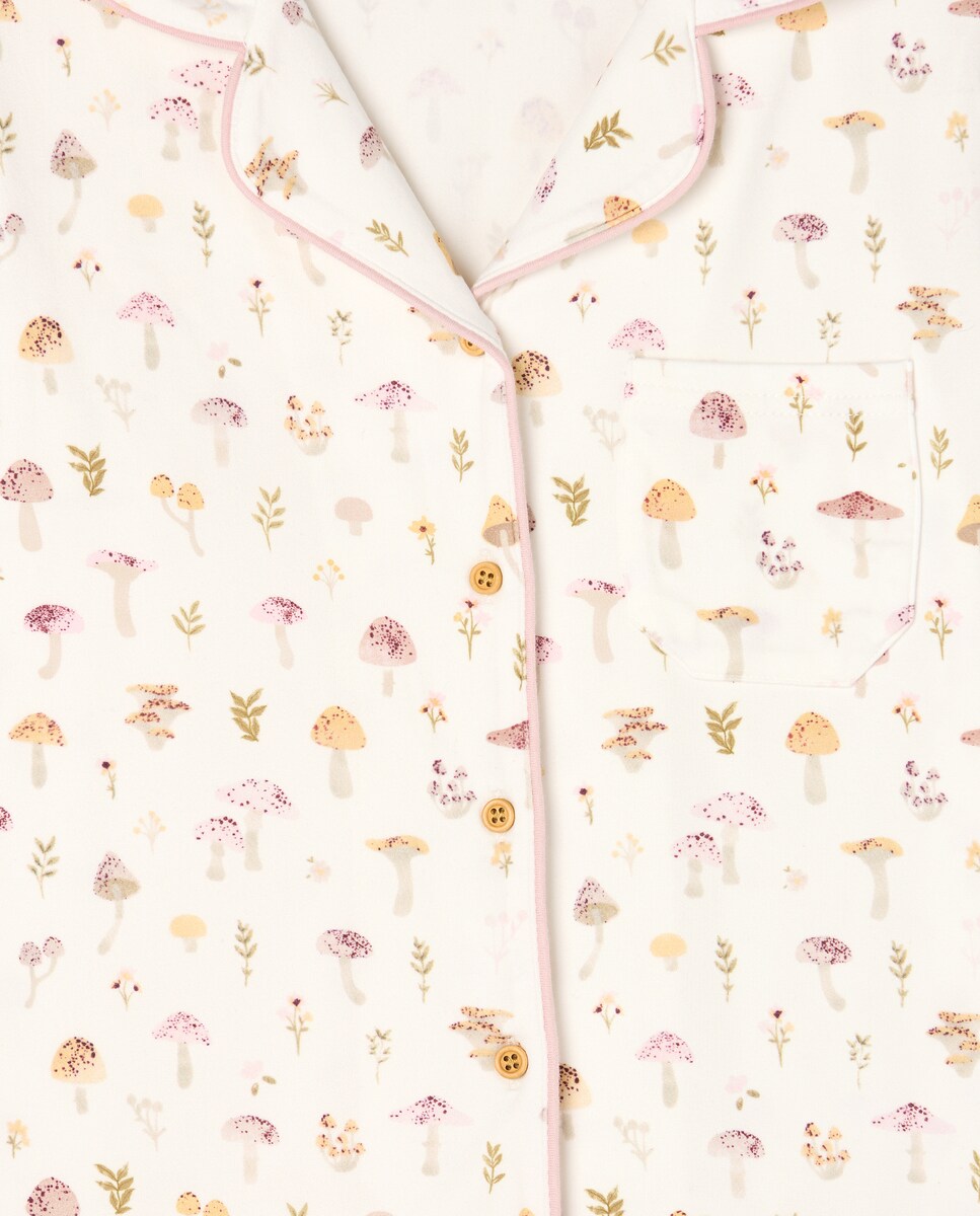 Pijama com Estampado de Cogumelos Branco-5