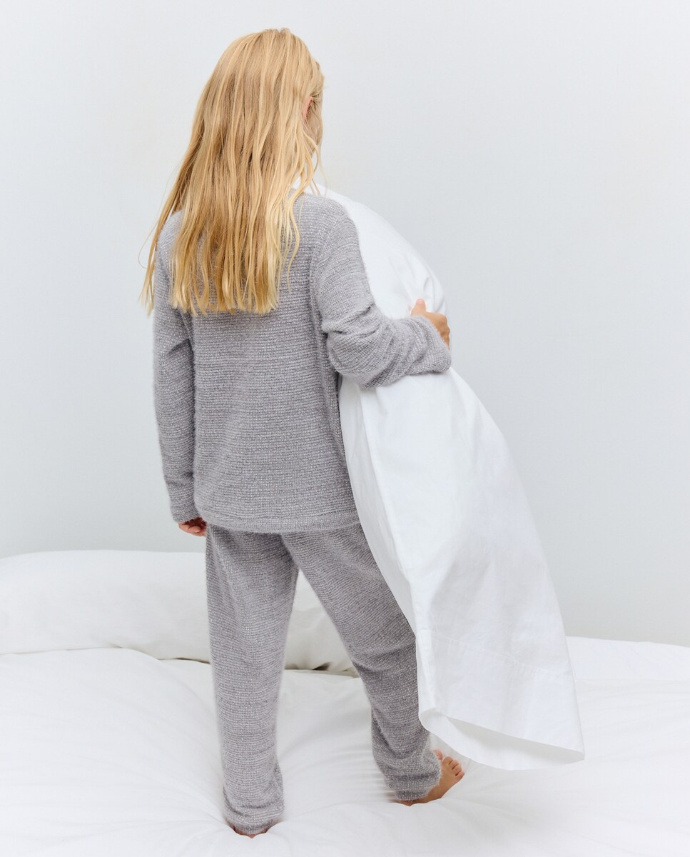 Pijama Completo de Malha com Recorte de Estrutura com Pelo 830 Antracite-3