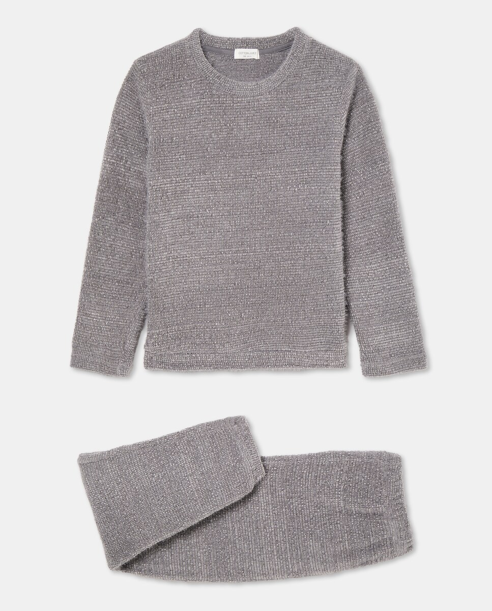 Pijama Completo de Malha com Recorte de Estrutura com Pelo 830 Antracite-4