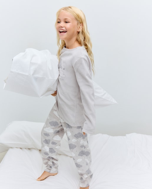 Imagen 0 de Pijama completo largo de velour con estampado fantasía de niña
