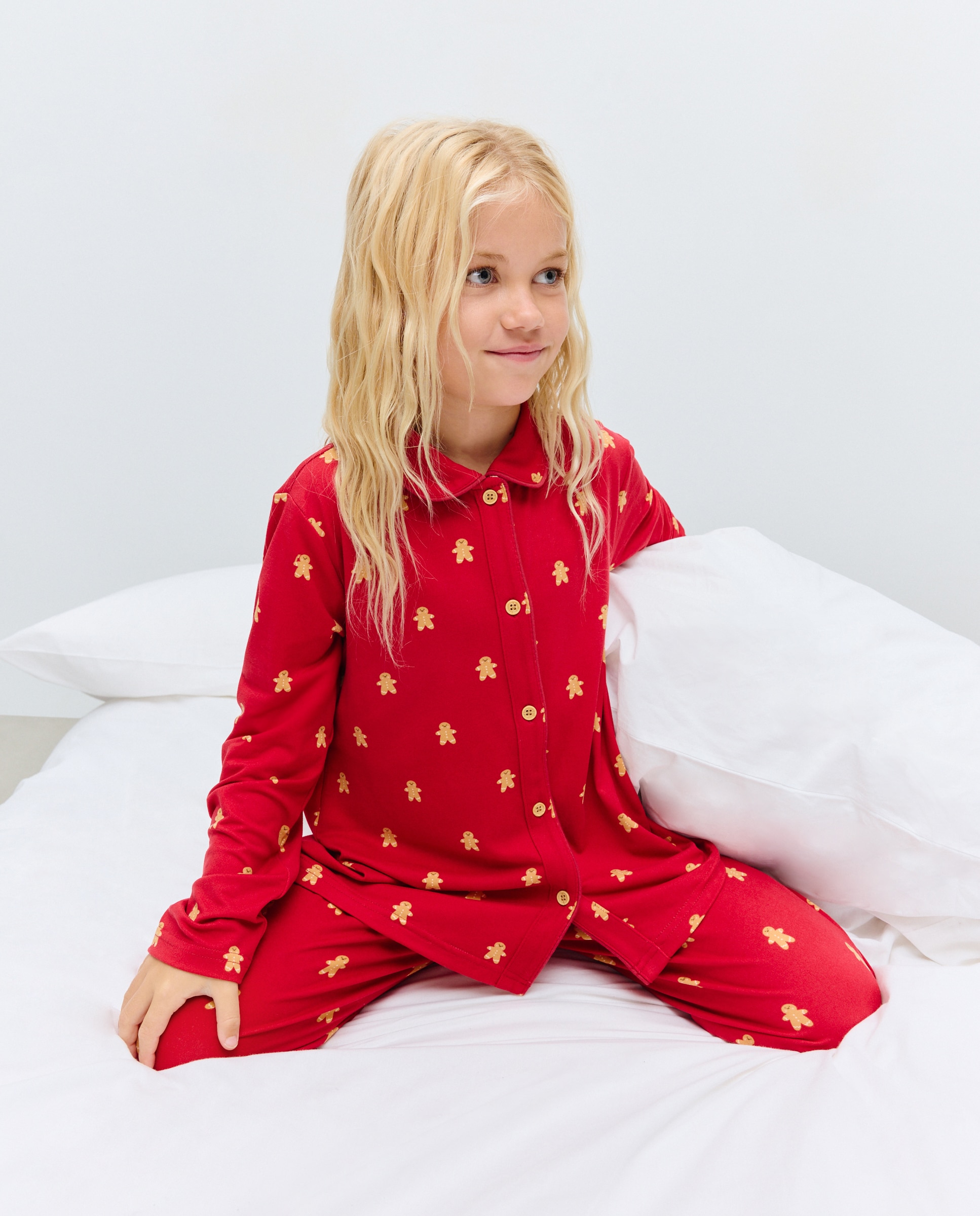 Pijama Comprido Abotoado Estampado Rosa-2