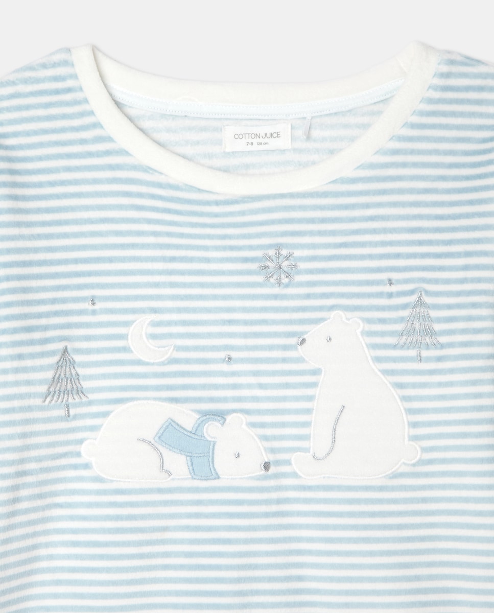 Pijama Comprido com Estampado de Fantasia e Meias Azul-5