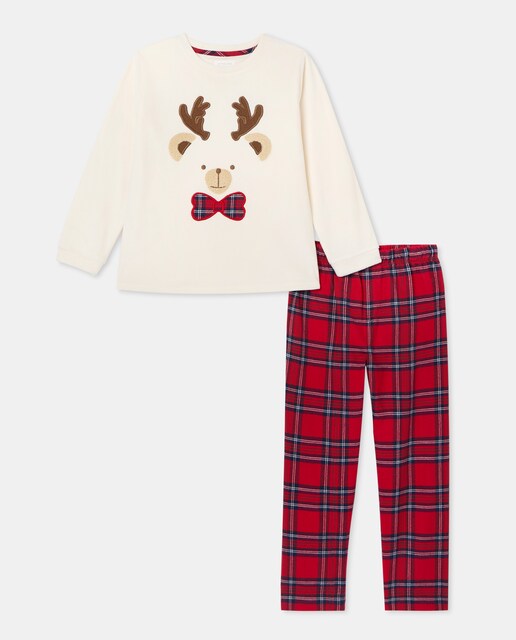 Imagem 0 de Pijama Completo com Motivo Natalício de Urso e Calças aos Quadrados