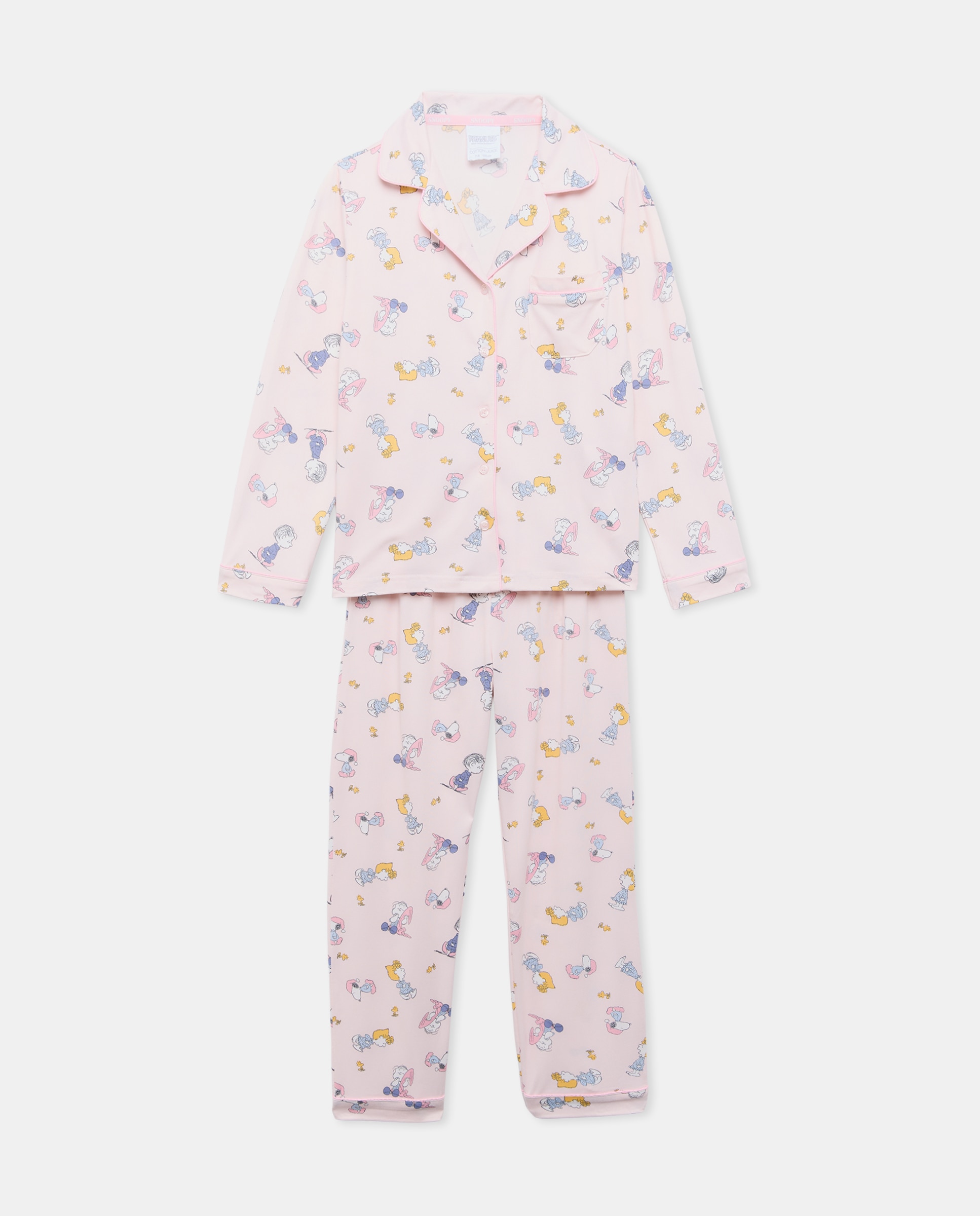Pijama largo de niña abotonado snoopy - Cotton Juice - Rosa Rosa-5