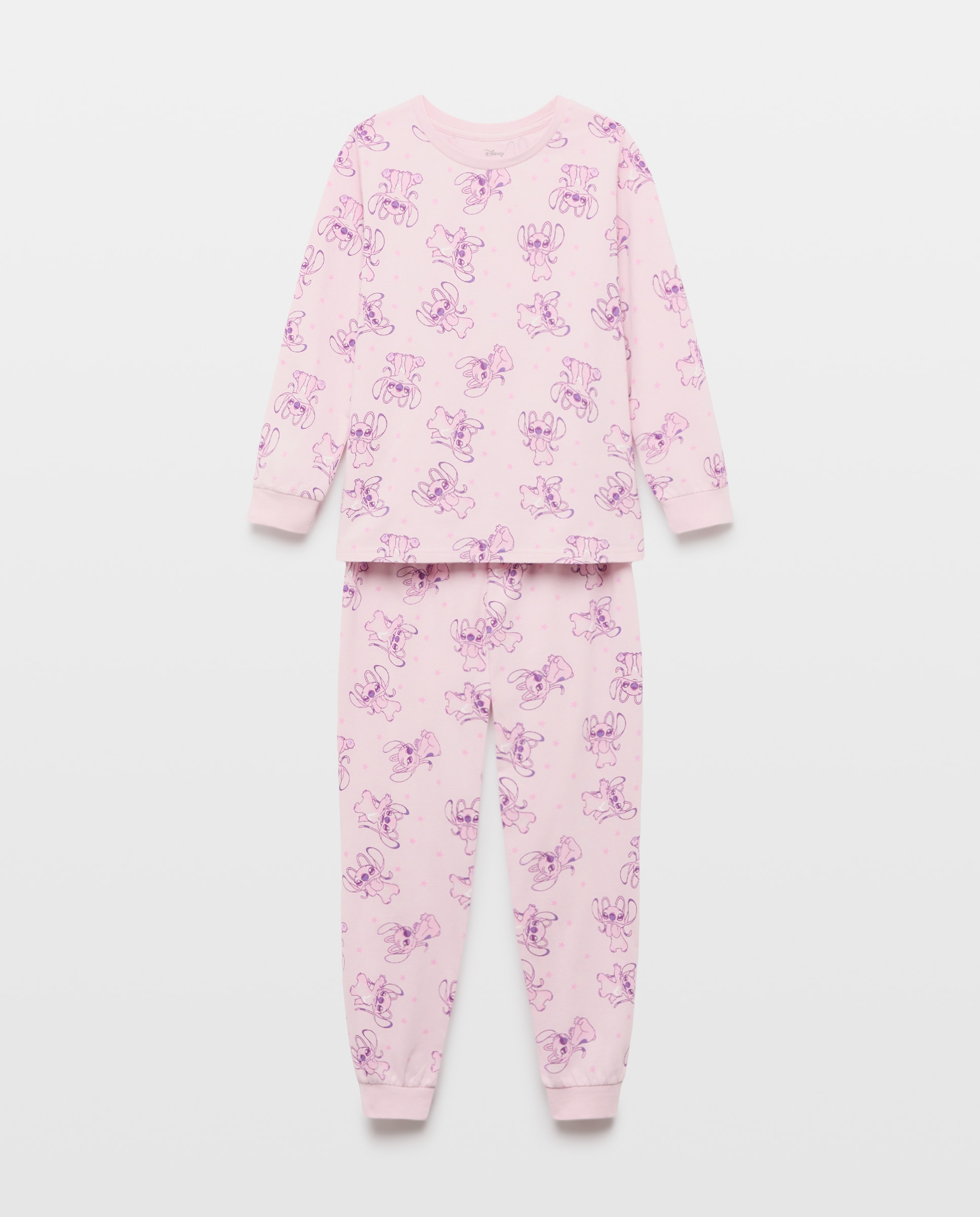 Pijama de Malha Lilo e Angel Cotton Juice Rosa-4