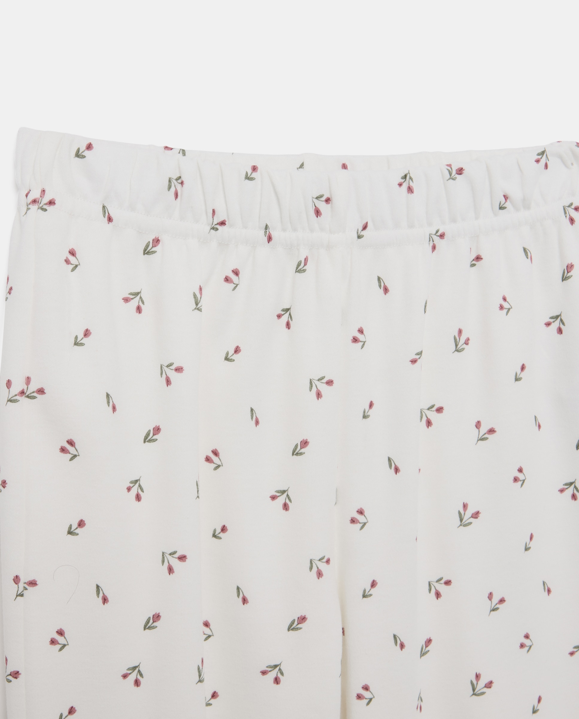 Pijama de Malha com Estampado Floral Branco-5