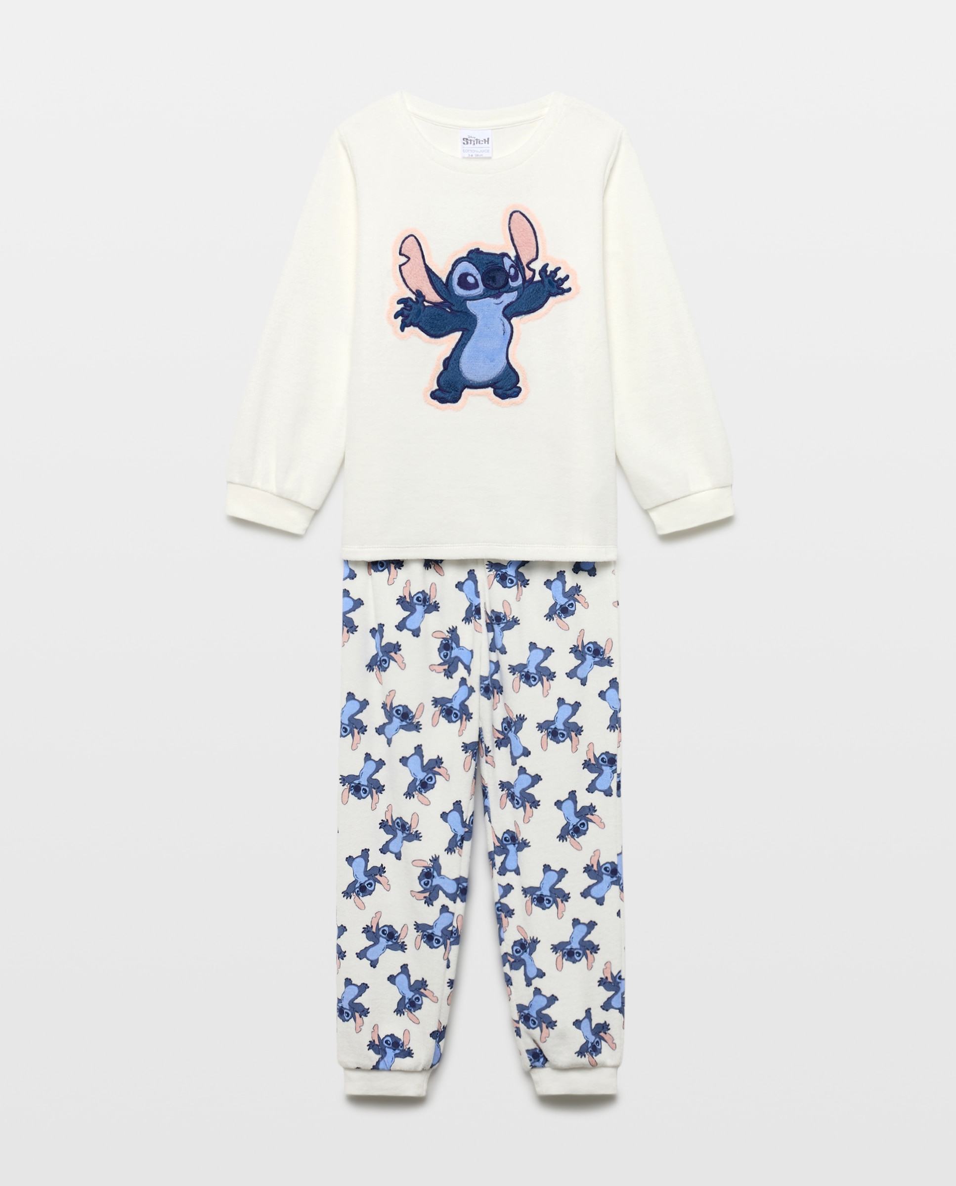 Pijama de Velour com Fantasia Stitch Branco-4