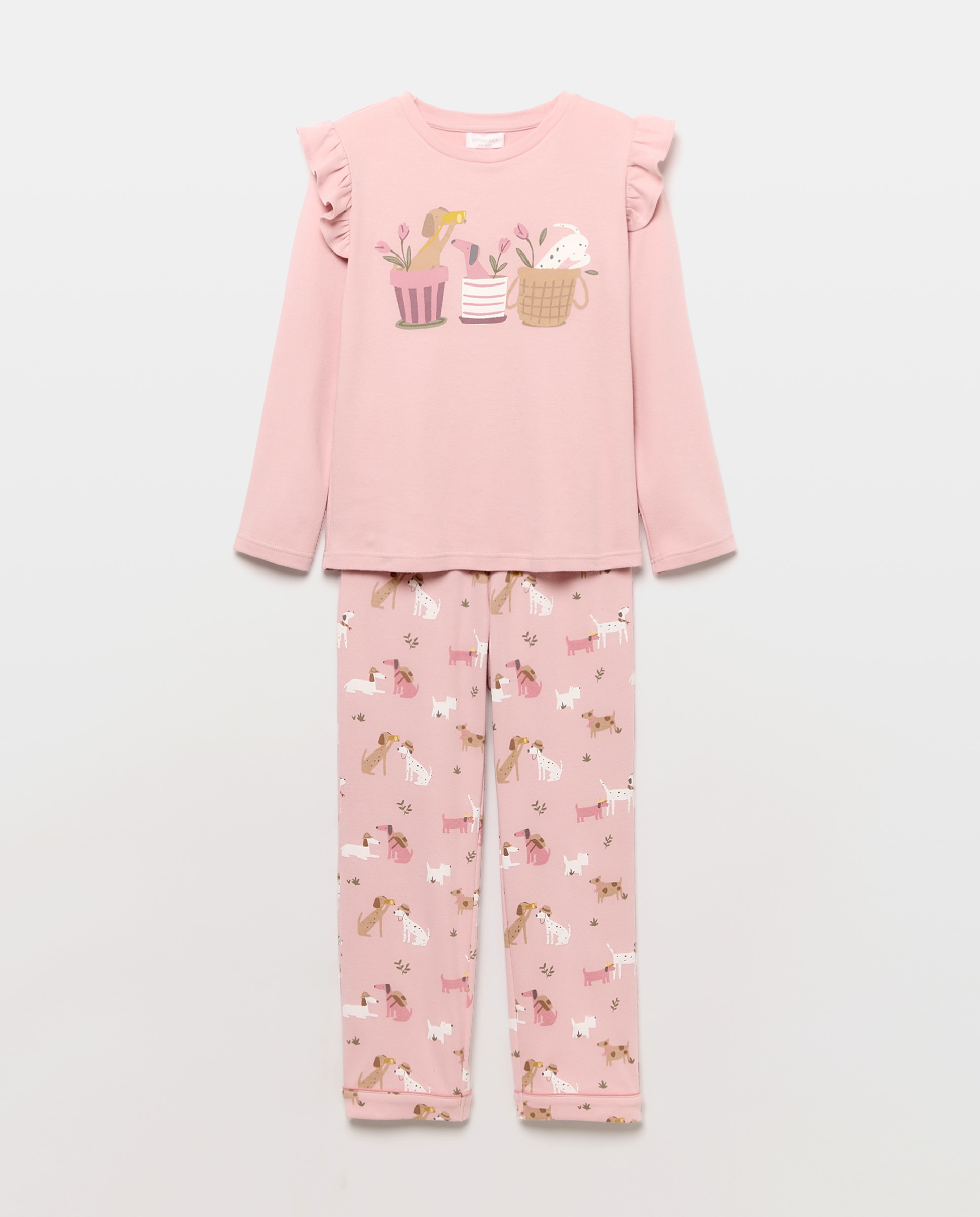Imagen 4 de Pijama de niña largo de punto fantasía perros - Cotton Juice - Rosa Rosa