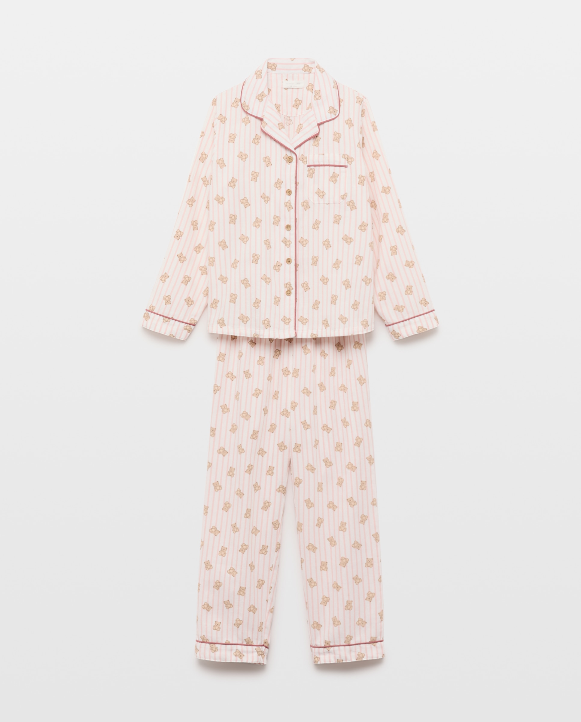 Pijama Completo de Manga Comprida com Calças e Estampado de Fantasia Rosa-4