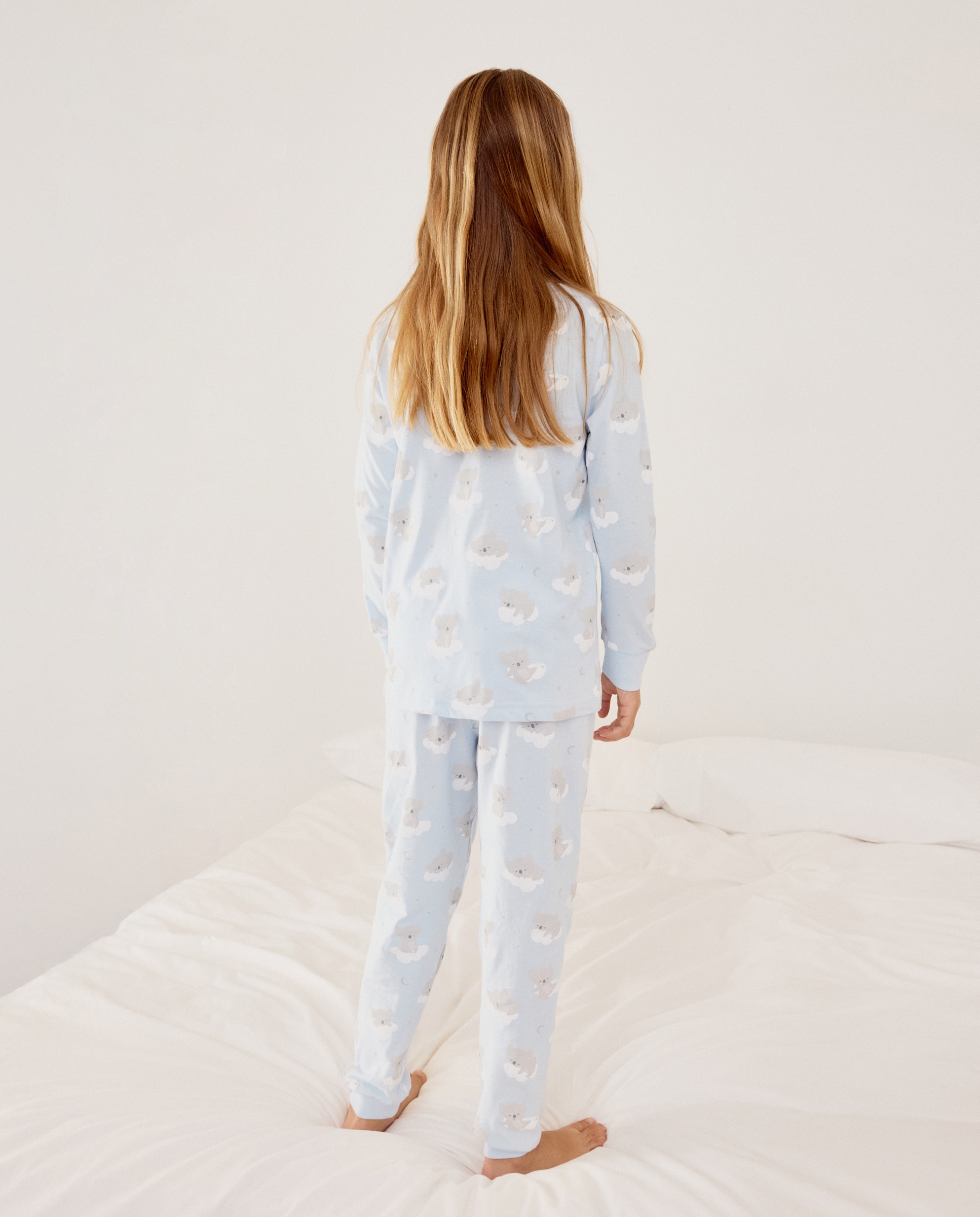 Pijama de Malha com Manga Comprida e Calças com Estampado de Fantasia Cotton Juice Azul-2