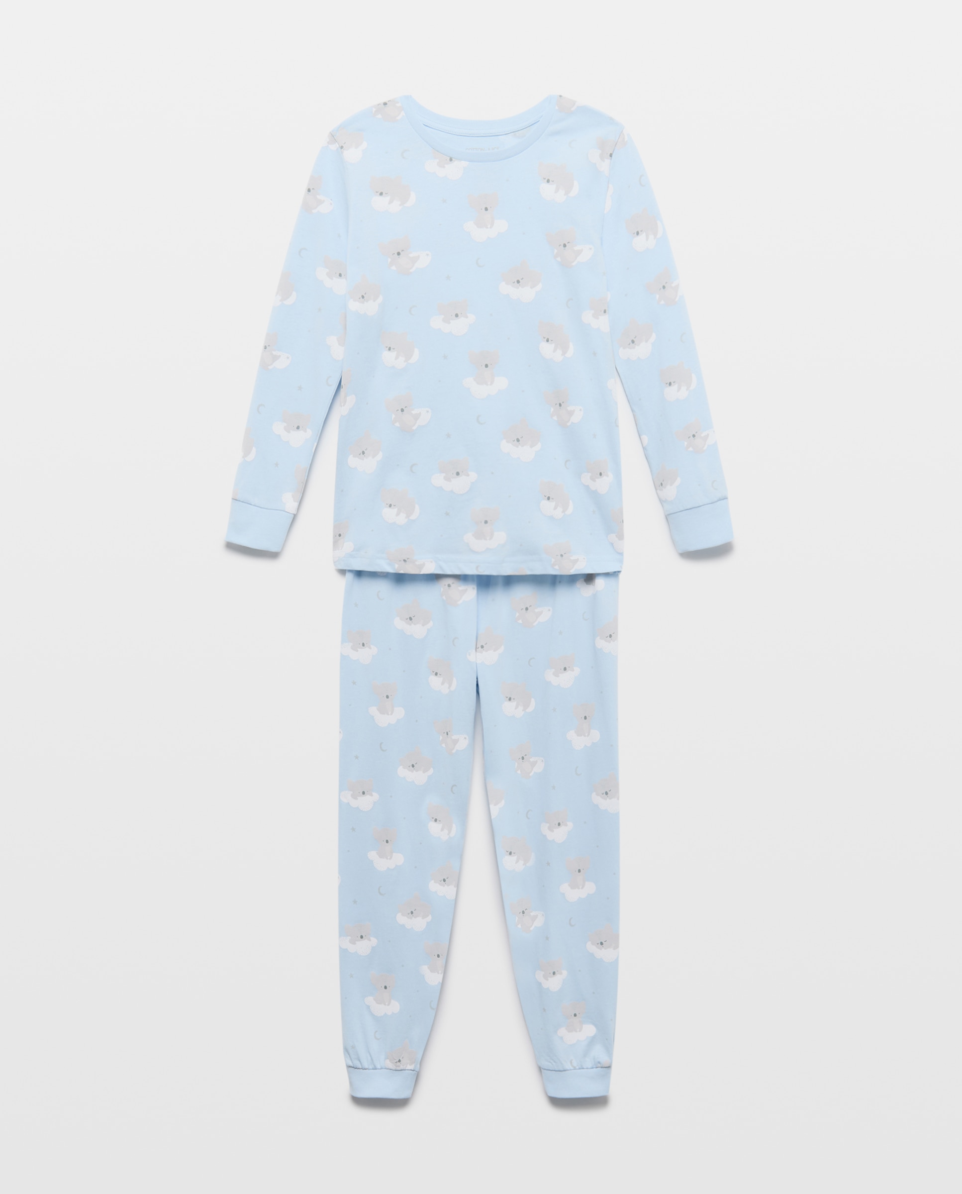 Pijama de Malha com Manga Comprida e Calças com Estampado de Fantasia Cotton Juice Azul-3