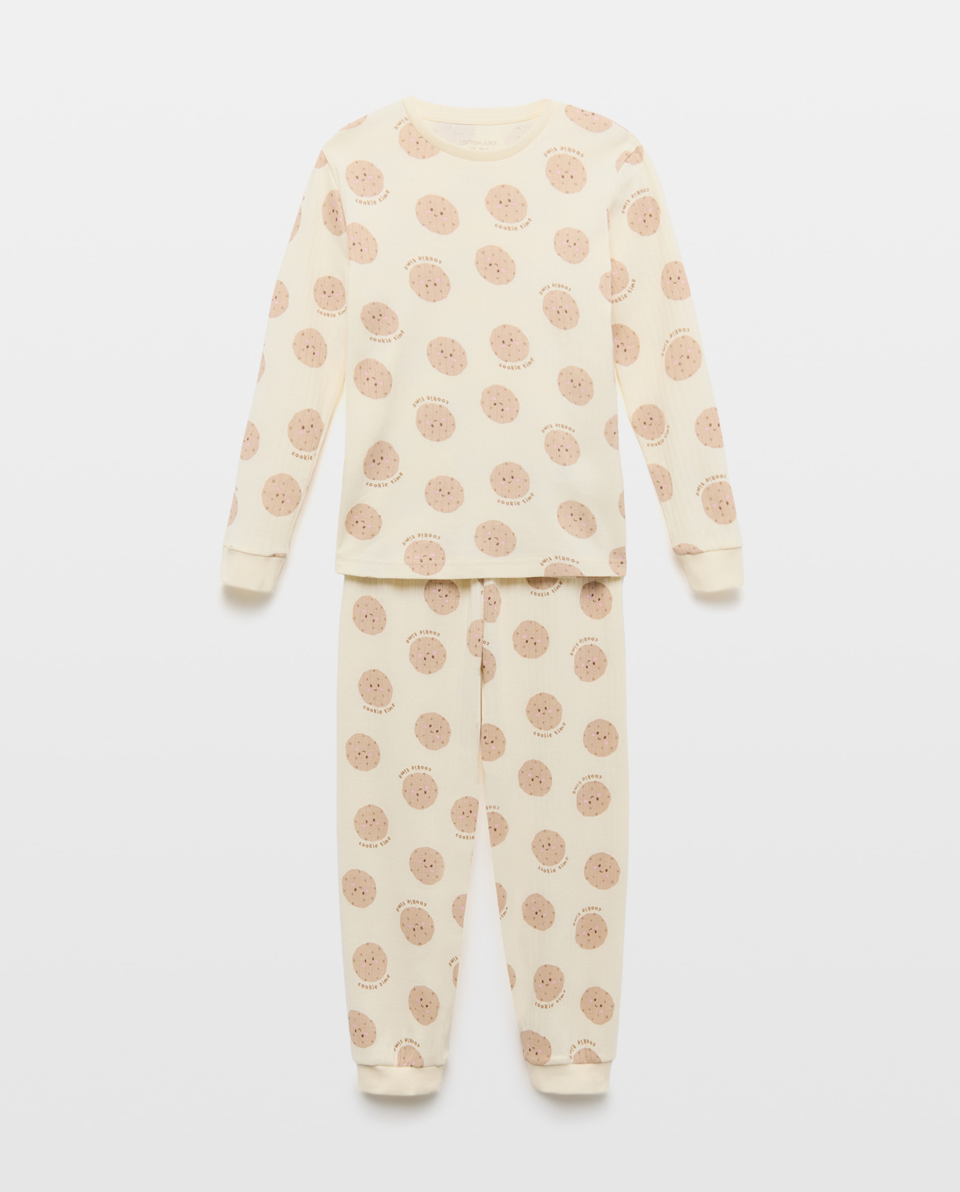 Pijama de Malha com Manga Comprida e Calças com Estampado de Fantasia Cotton Juice Amarelo-4