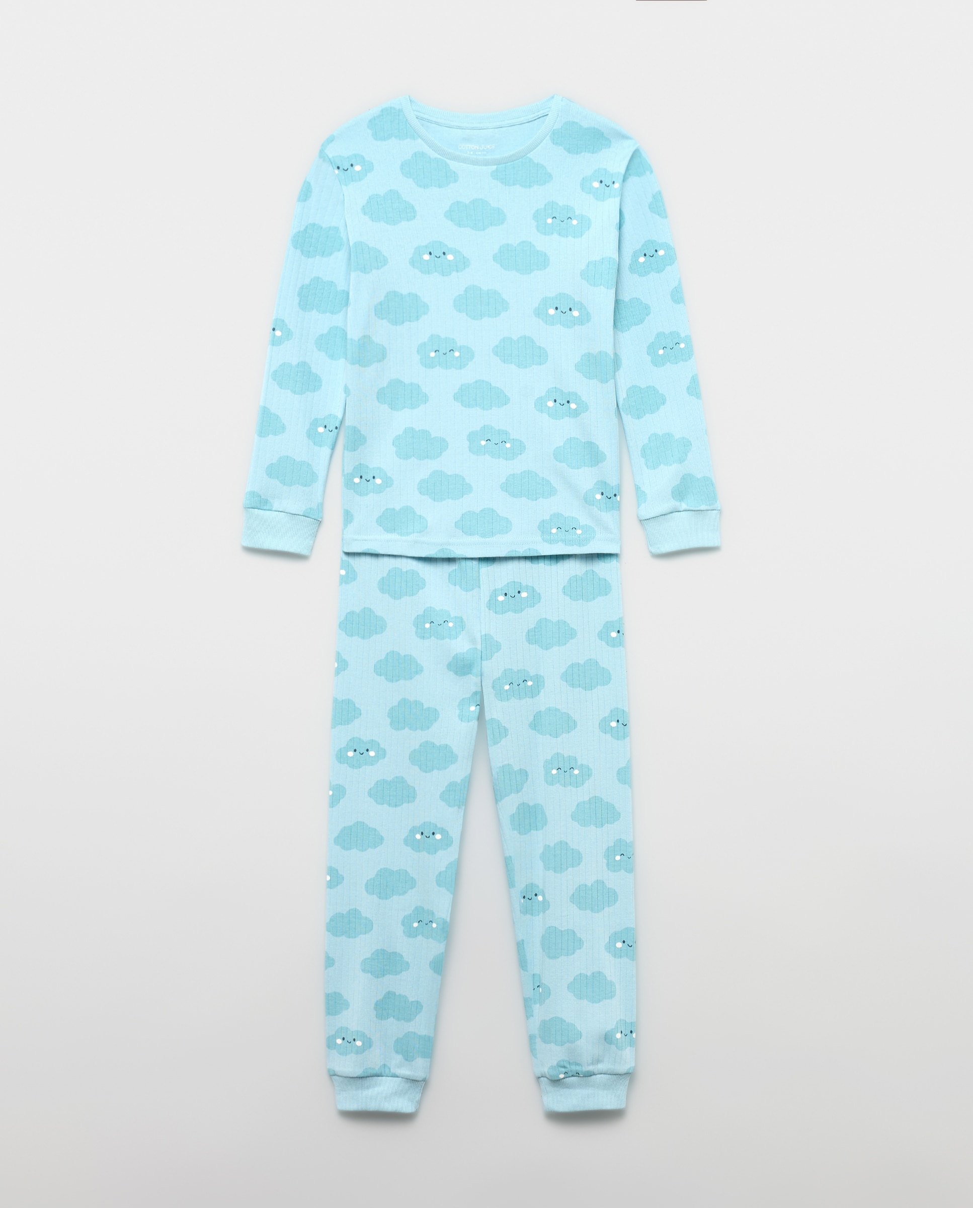 Pijama de Malha com Manga Comprida e Calças com Estampado de Fantasia Cotton Juice Azul-4