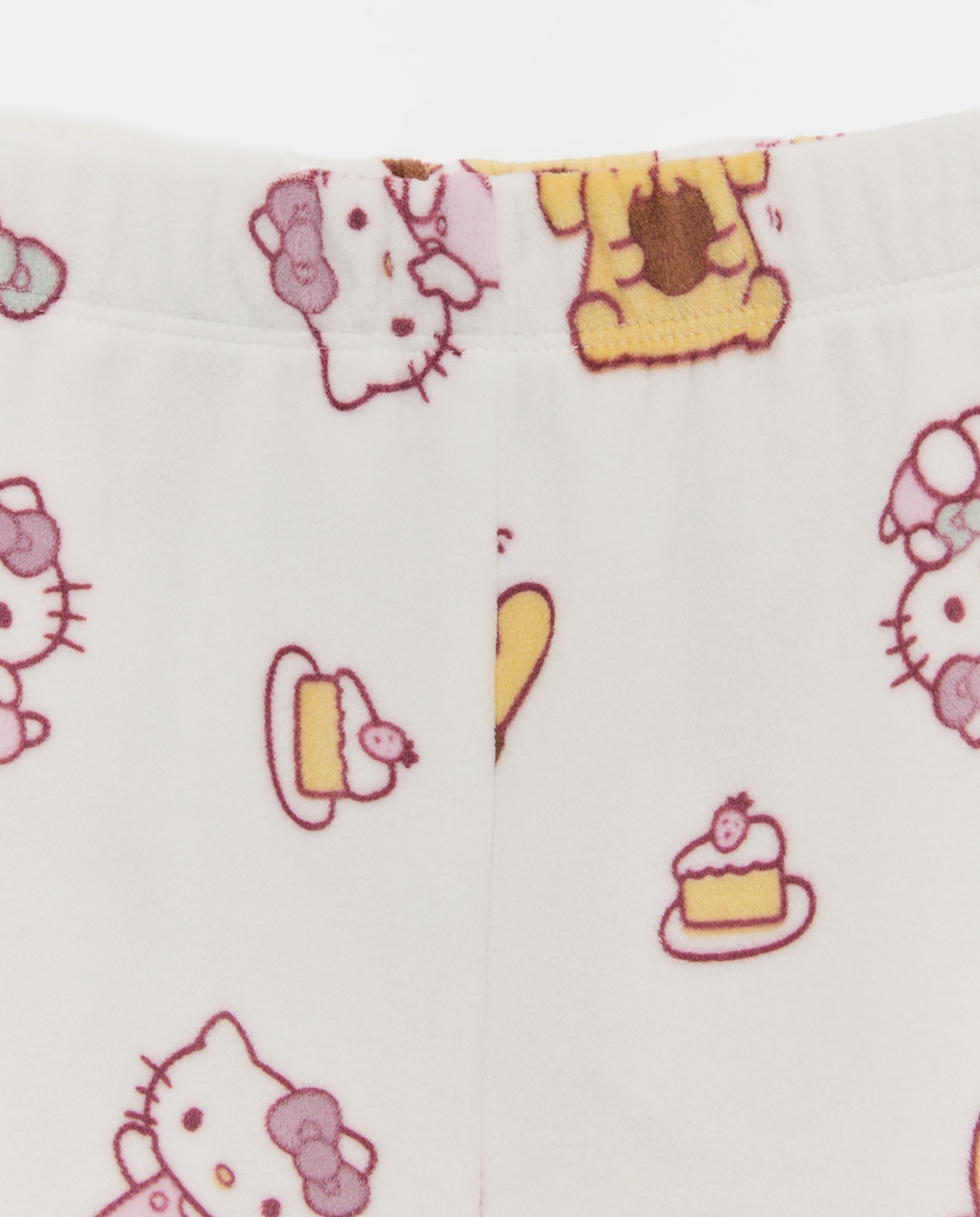 Pijama completo largo silky abot con estampado POMPOMPURIN & HK de niña - Cotton Juice - Blanco Blanco-5