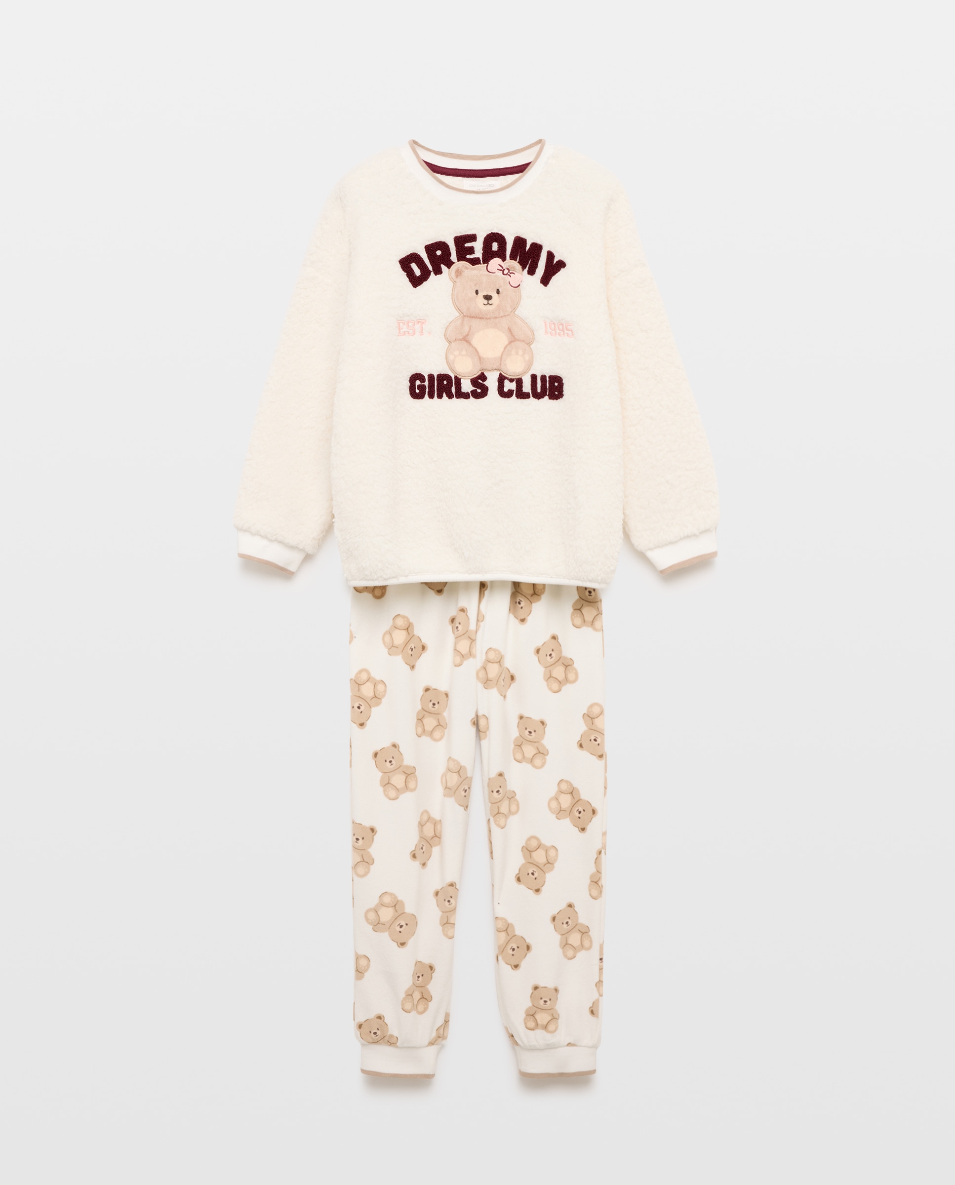 Pijama Sherpa com Estampados de Fantasia Castanho-4