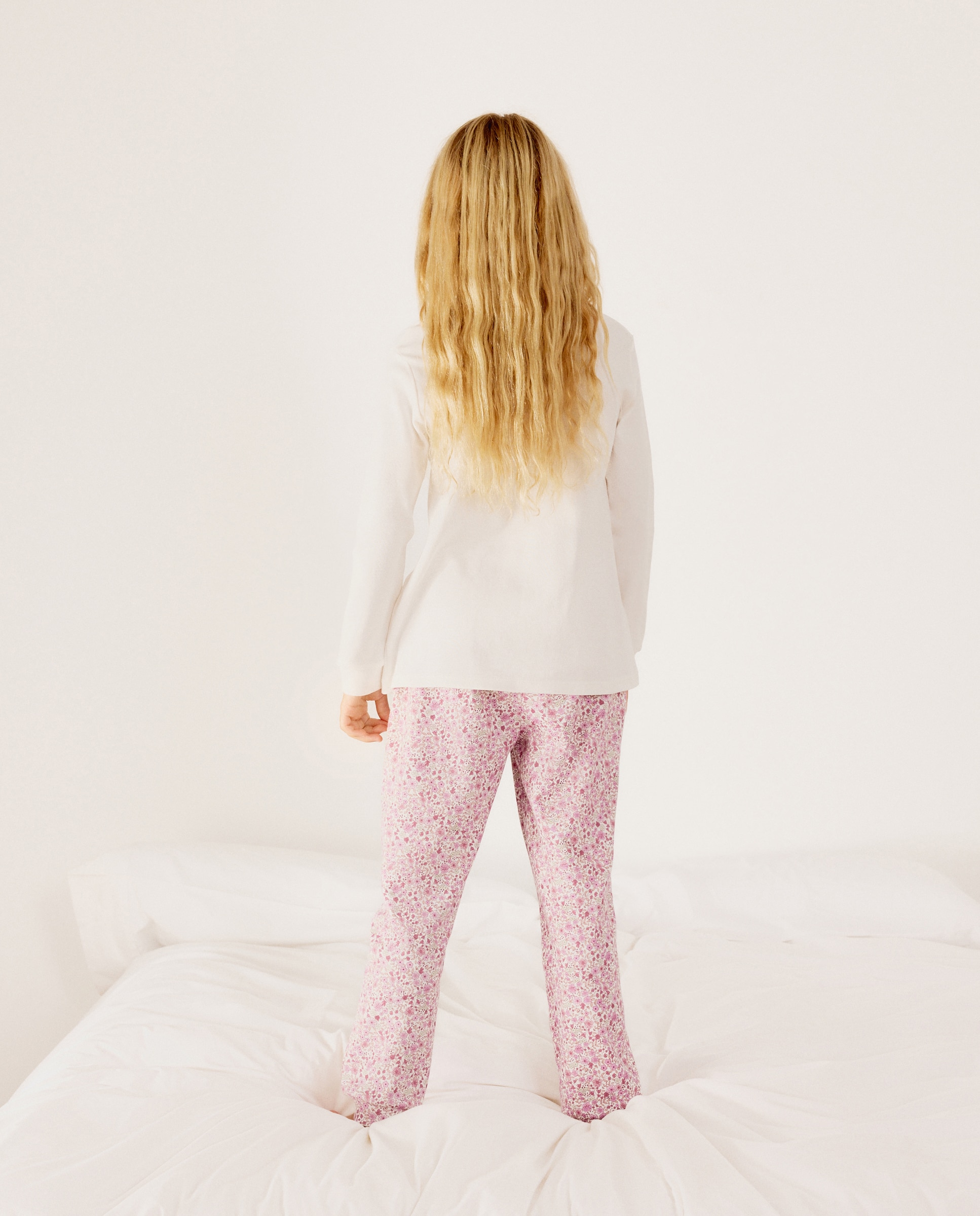 Pijama largo de punto con fantasía MINNIE de niña - Cotton Juice - Blanco Blanco-3