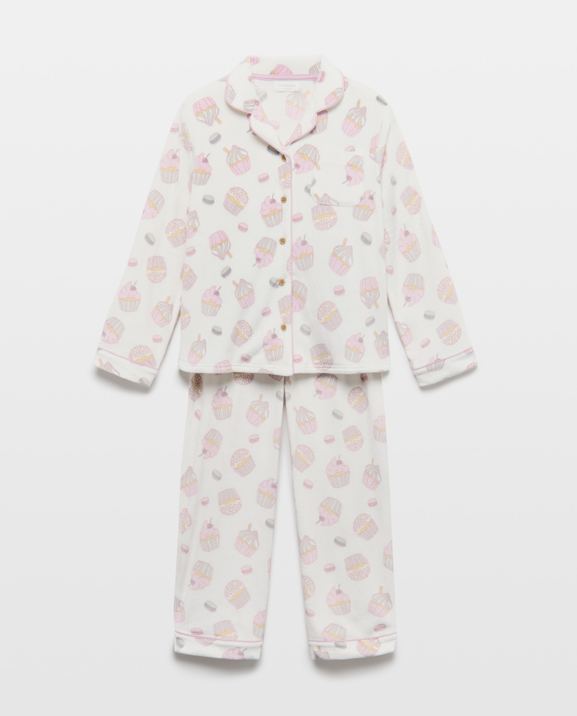 Pijama Abotoado com Estampado de Fantasia Branco-4