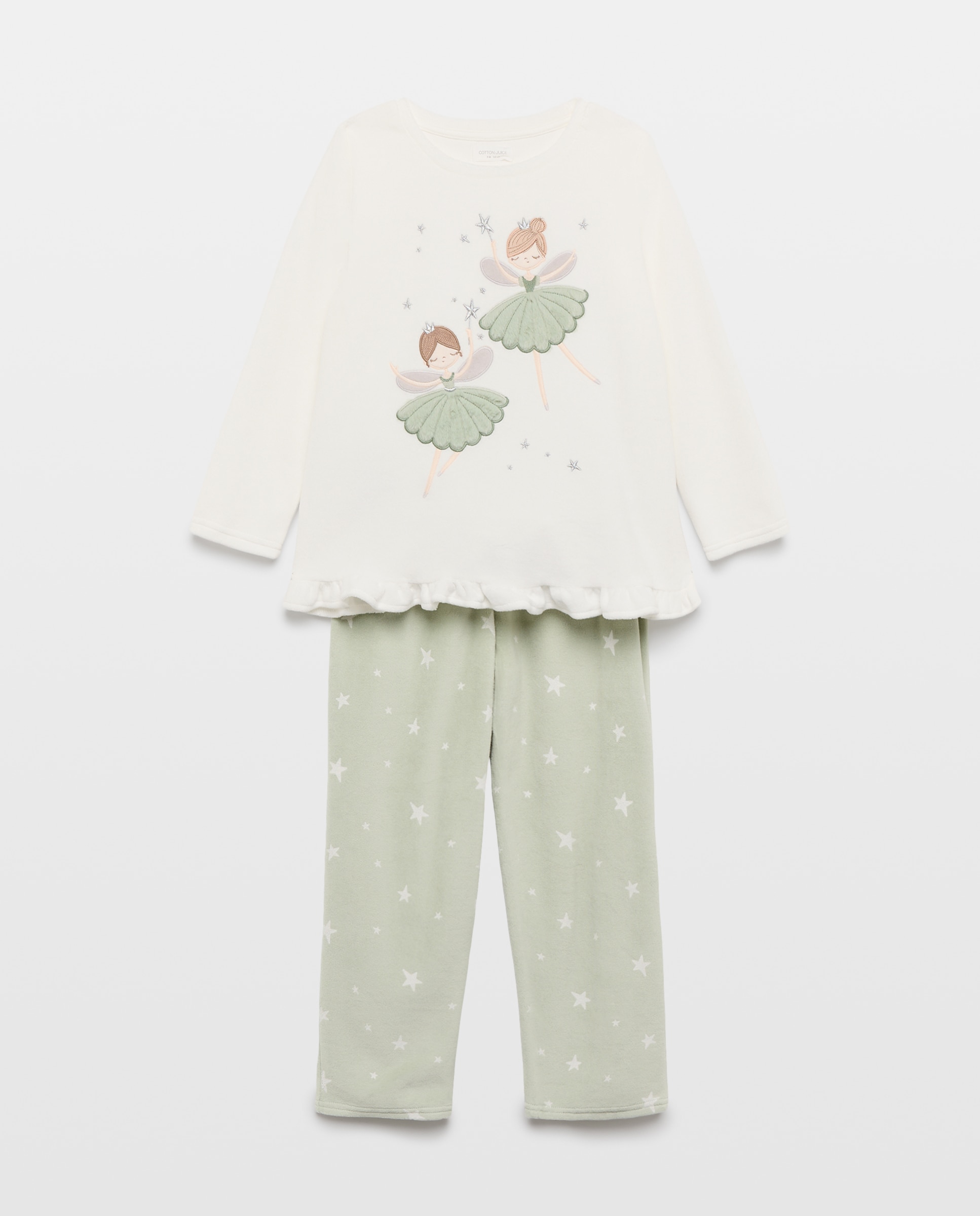 Imagen 4 de Pijama completo velour manga larga estampando fantasía de niña - Cotton Juice - Blanco Blanco