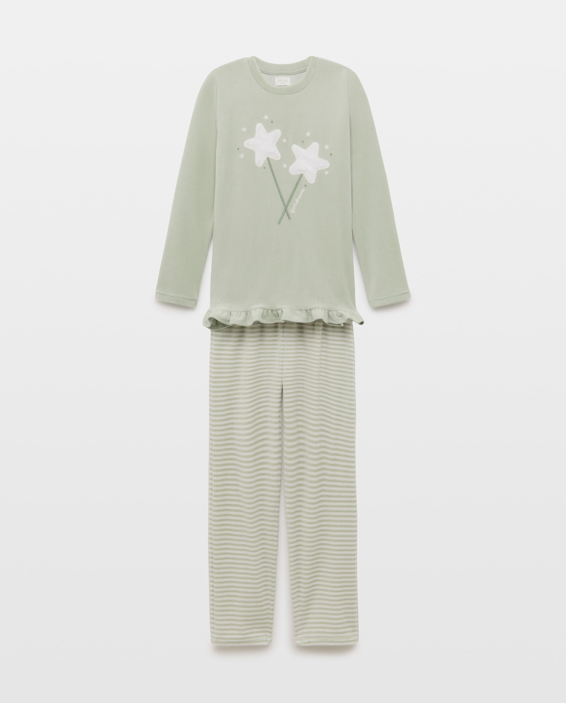 Pijama completo velour manga larga estampando fantasía de niña - Cotton Juice - Verde Verde-4