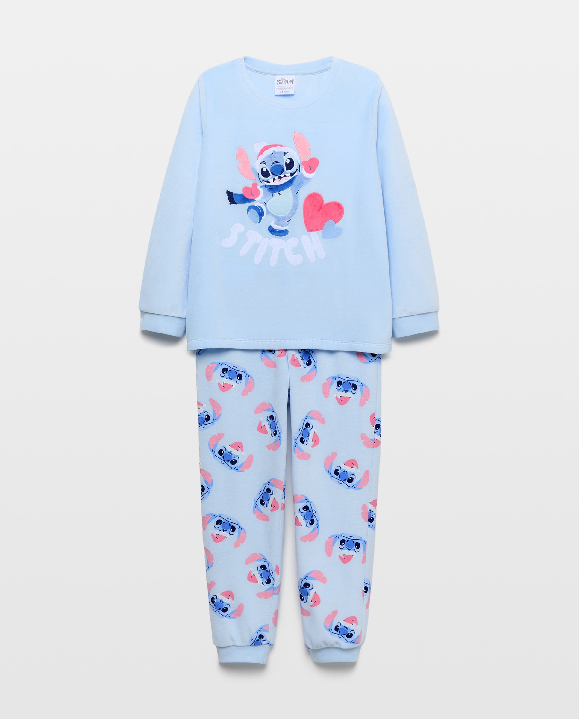 Imagen 4 de Pijama completo velour camiseta manga larga y pantalón largo fantasía HELLO KITTY de niña - Cotton Juice - Azul marino Azul marino