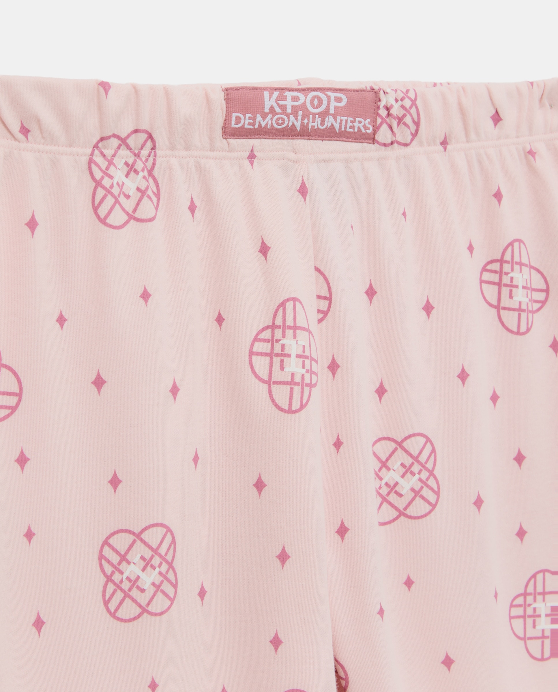 Pijama Completo de Malha com Manga Comprida e Fantasia K-Pop Rosa-4