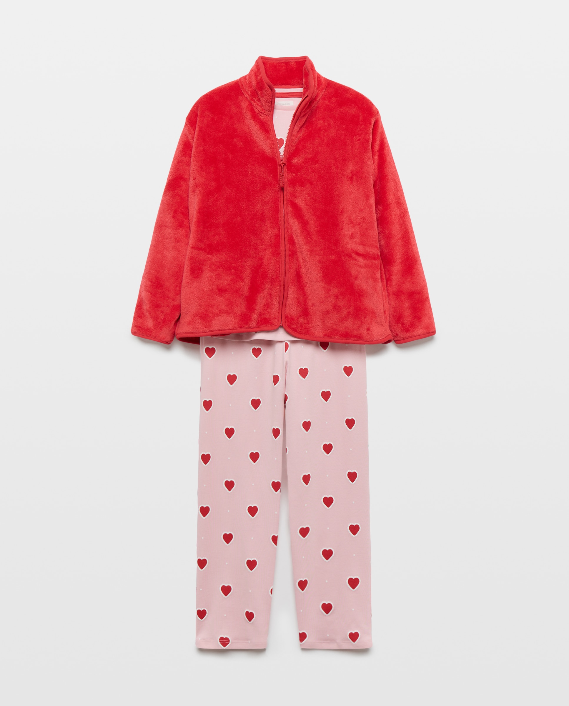 Pijama Completo de Malha e Forro Polar com Fantasia Vermelho-4
