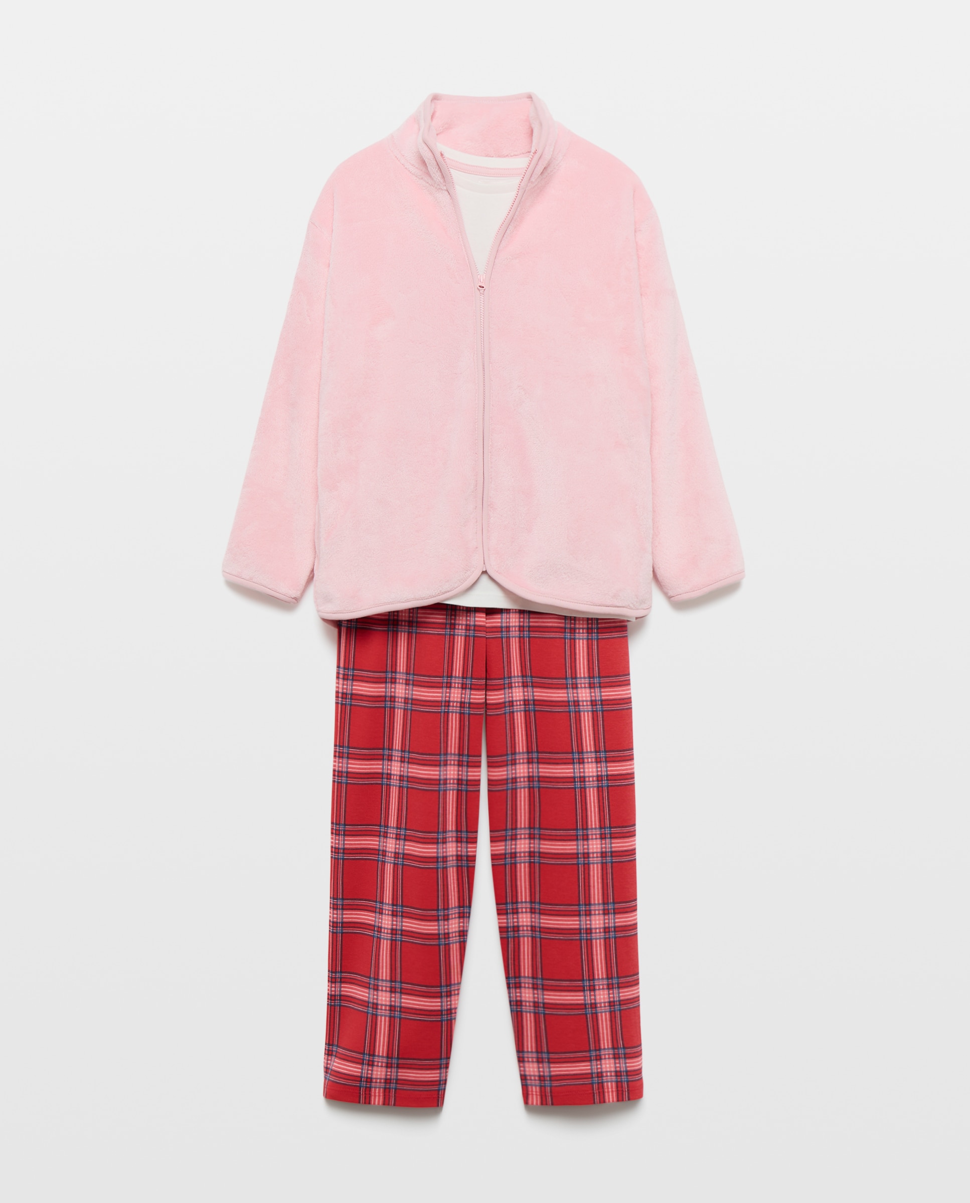Pijama Completo de Malha e Forro Polar com Fantasia Rosa-5