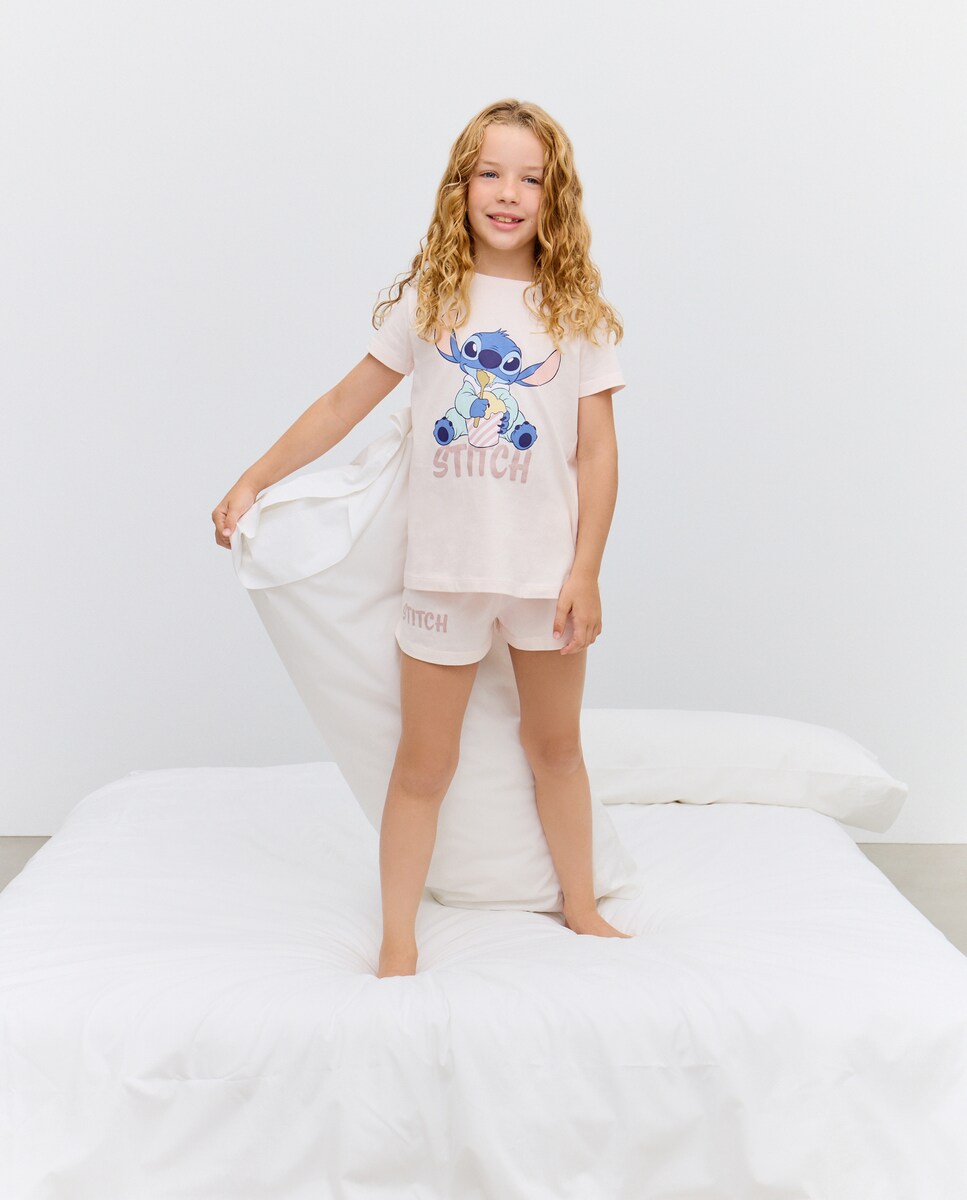 Pijama Completo com Estampado Lilo e Stitch Rosa-2