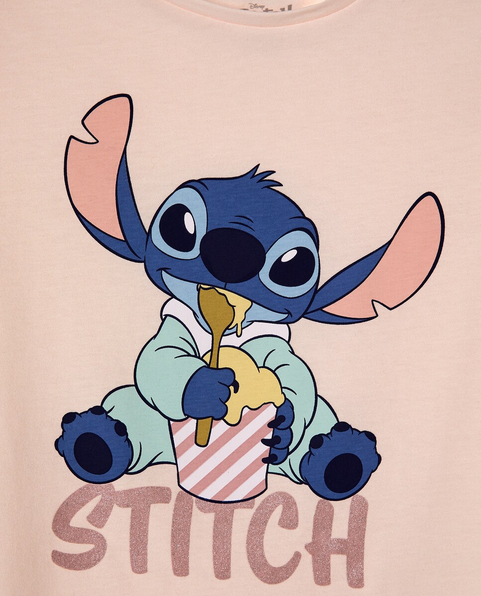 Pijama Completo com Estampado Lilo e Stitch Rosa-5