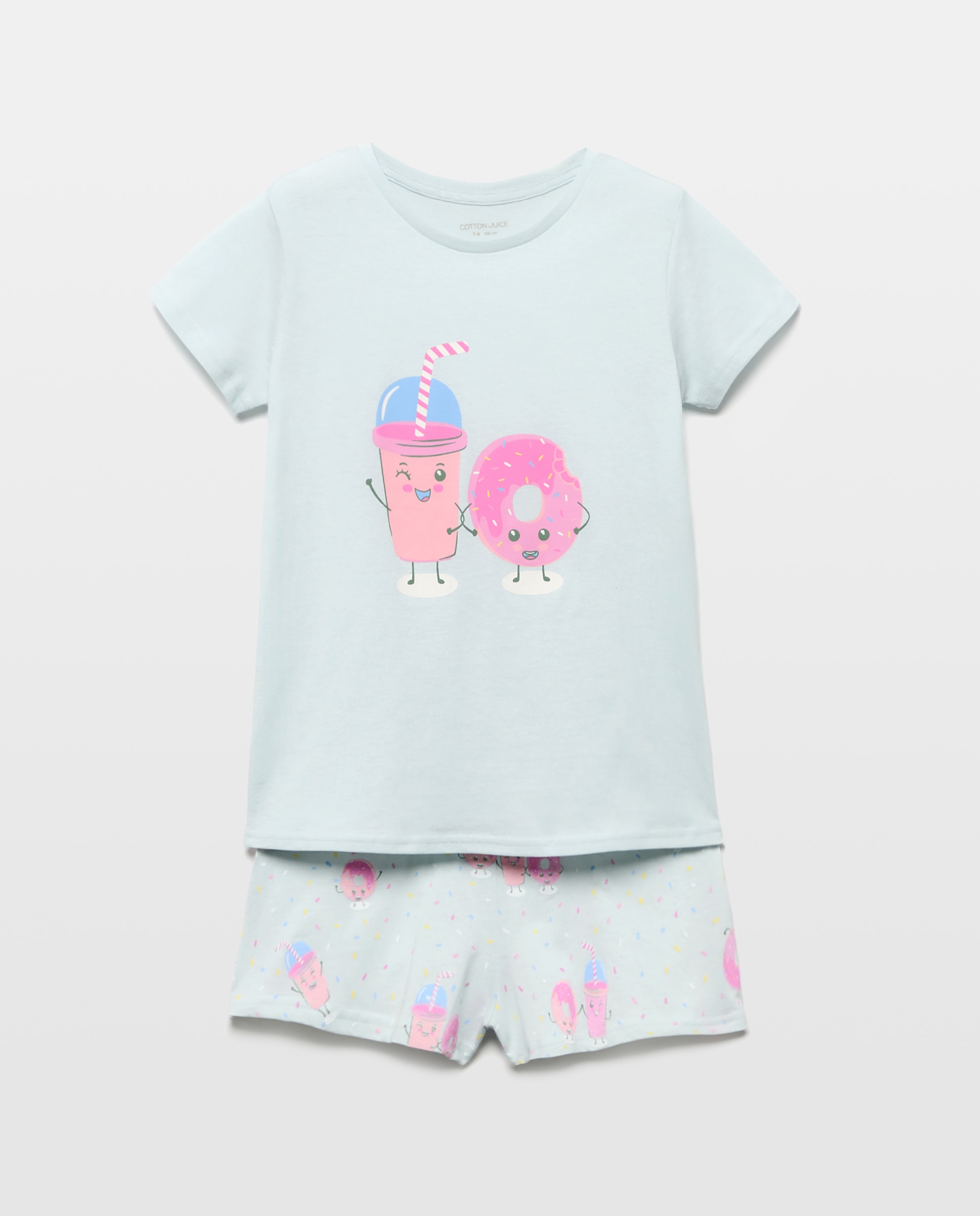 Pijama de Malha Curto com Estampado de Fantasia Verde-4