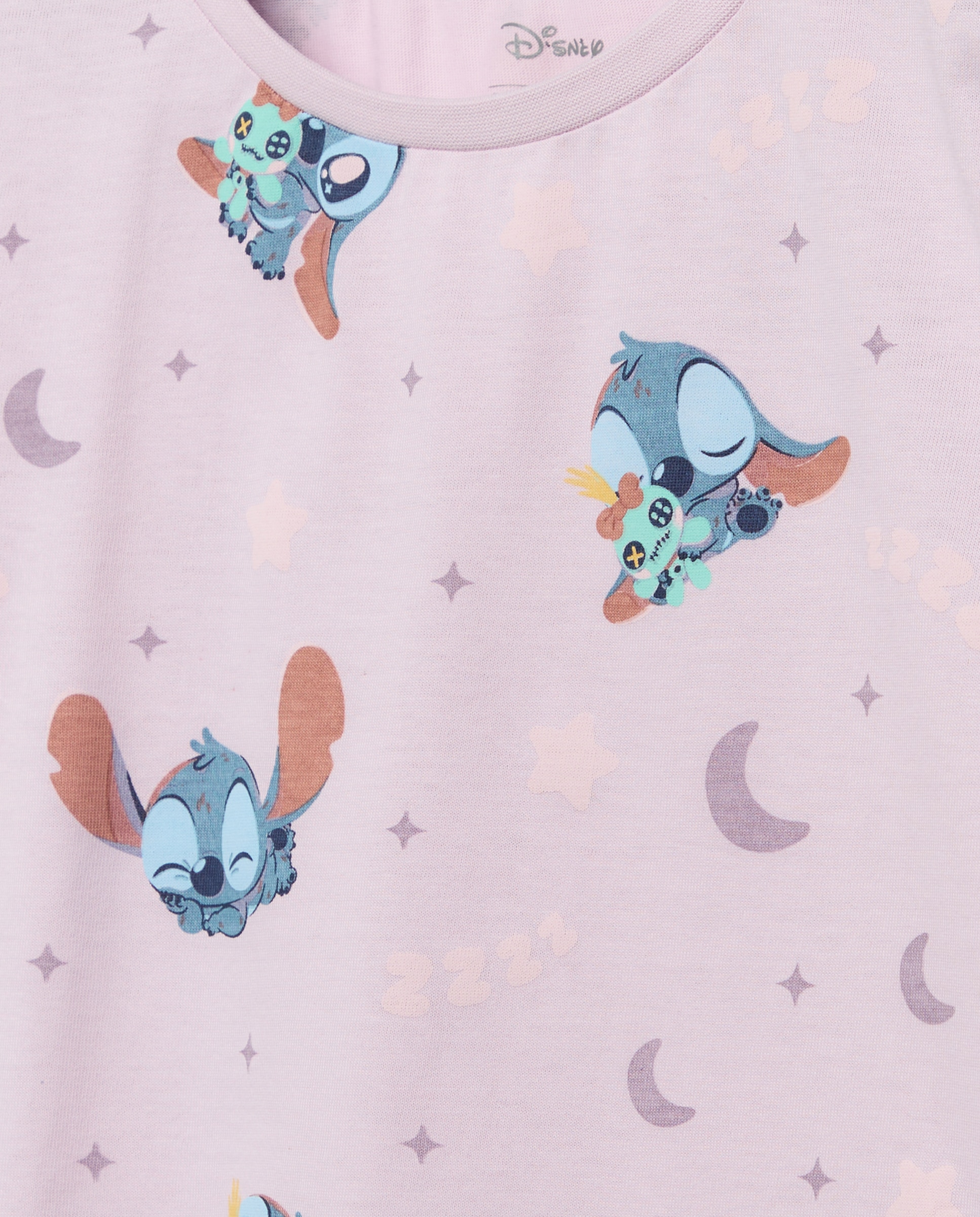 Pijama de Malha Curto Lilo & Stitch Rosa-5
