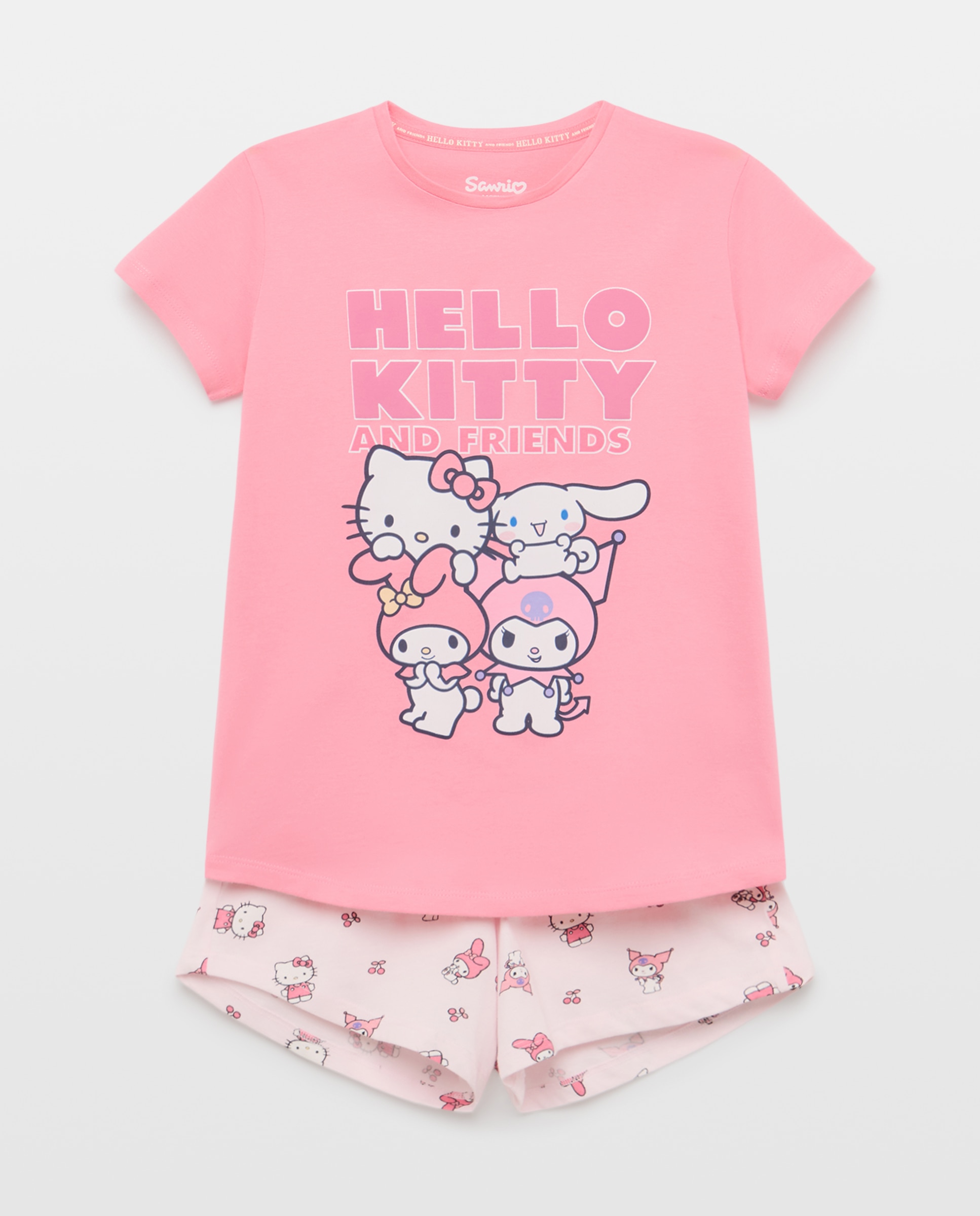 Pijama Curto Hello & Kuromi Rosa-4
