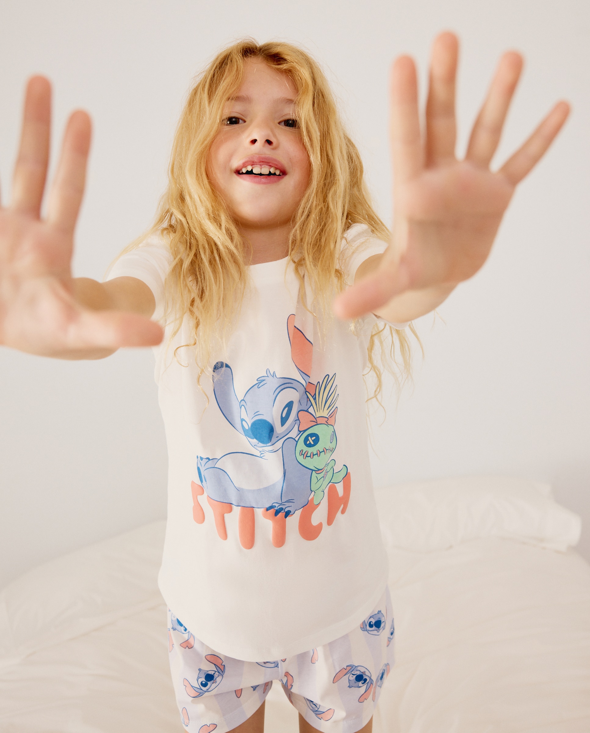 Pijama Curto Lilo e Stitch Branco-2